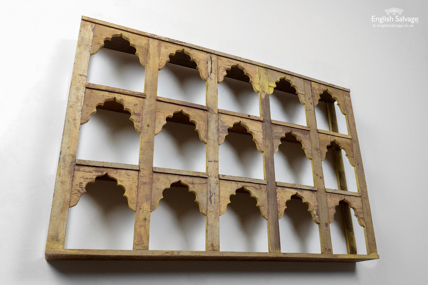 Indian Reclaimed Wooden Topi Arch Wall Fixed Shelves, 20th Century For Sale