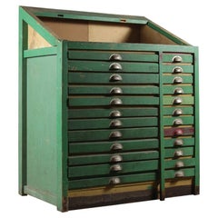 Reclaimed Wooden Typesetter/Printer's Cabinet, 20th Century
