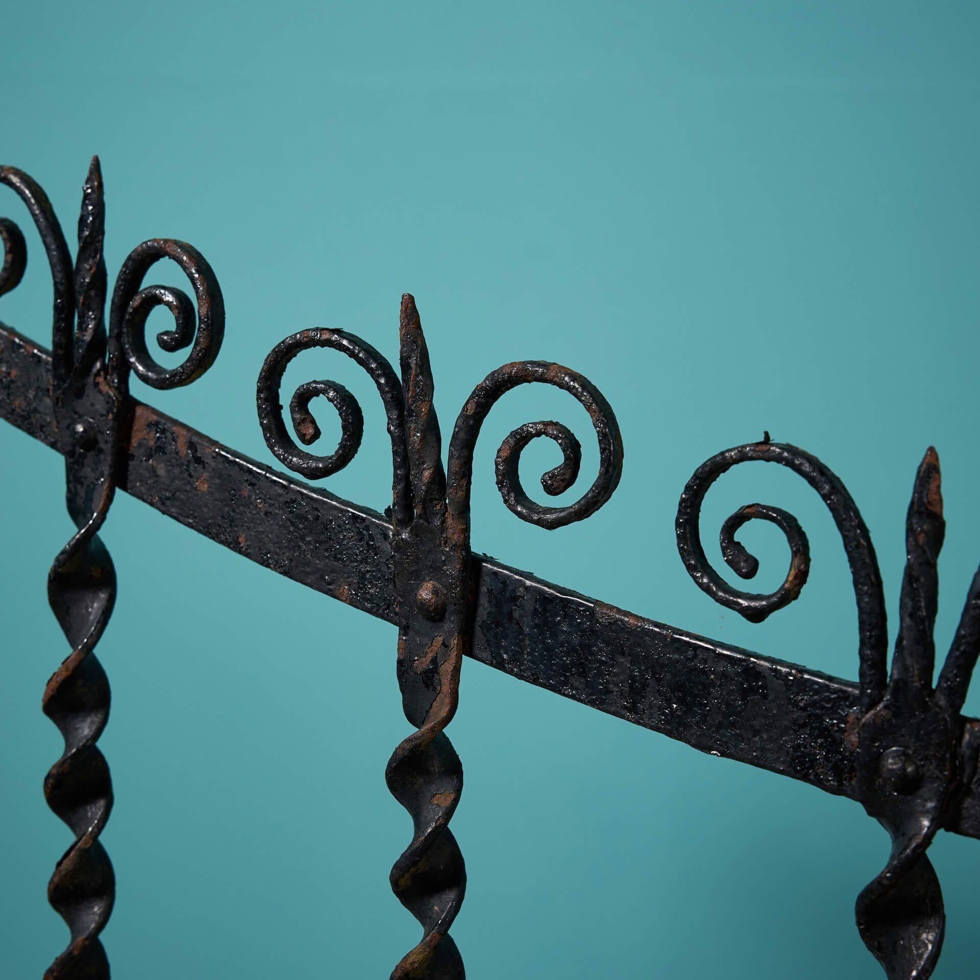 Hand-Crafted Reclaimed Wrought Iron Garden Side Gate For Sale