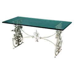 Reclaimed Wrought Iron & Glass Garden Table