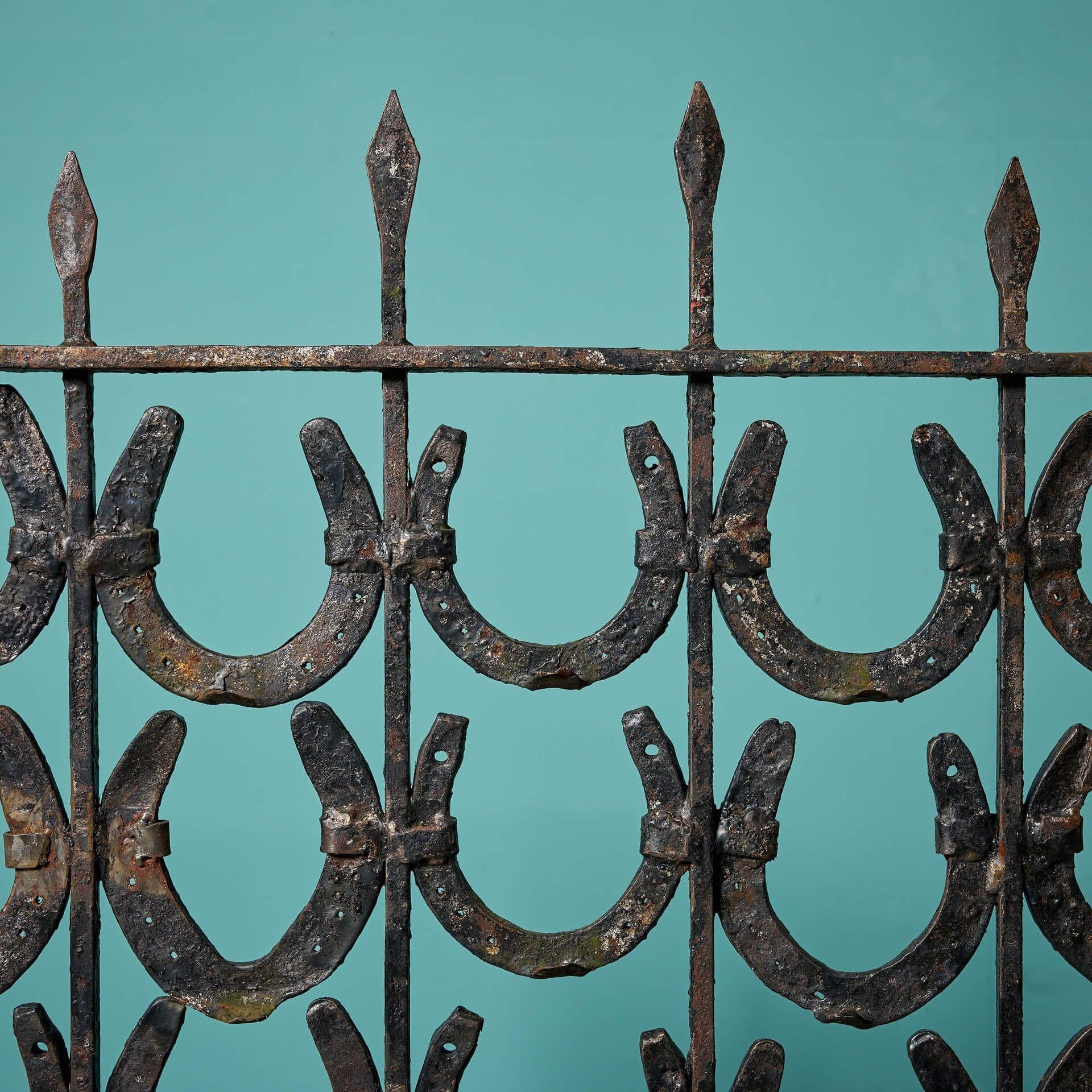 Country Reclaimed Wrought Iron Horseshoe Garden Gate For Sale