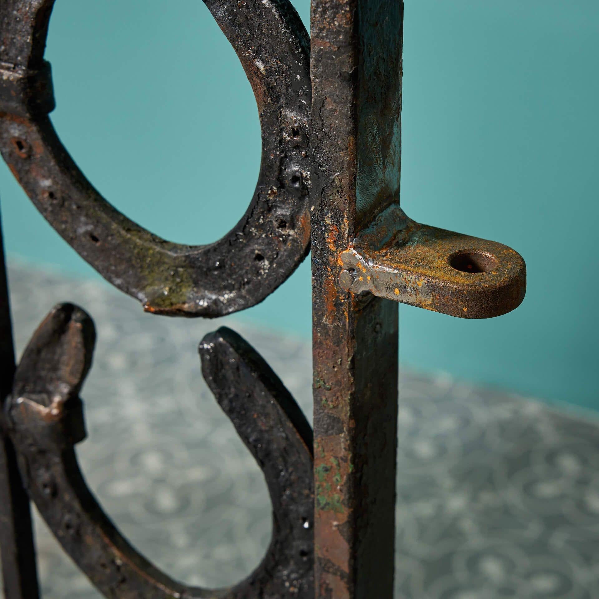 Reclaimed Wrought Iron Horseshoe Garden Gate In Fair Condition For Sale In Wormelow, Herefordshire
