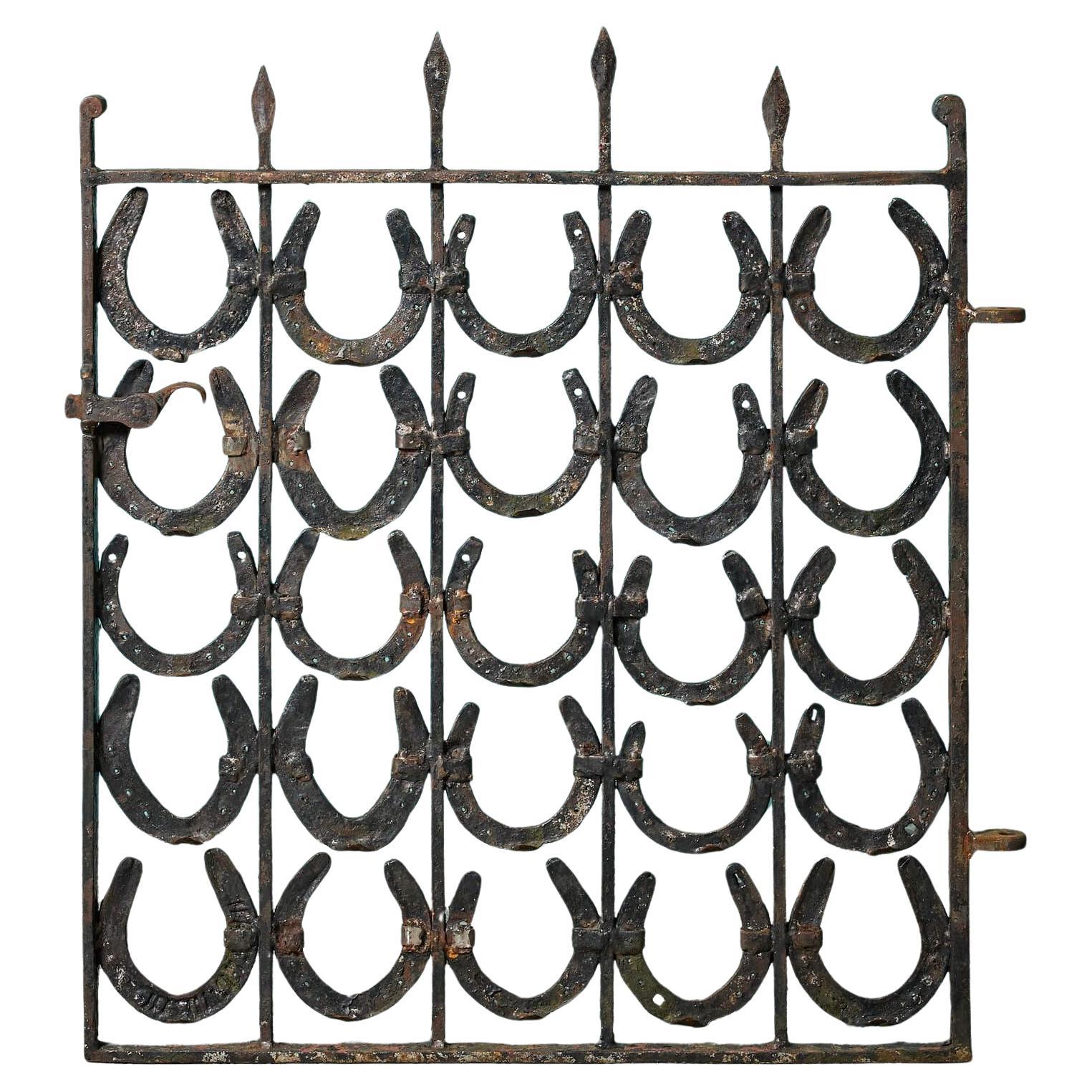 Reclaimed Wrought Iron Horseshoe Garden Gate For Sale