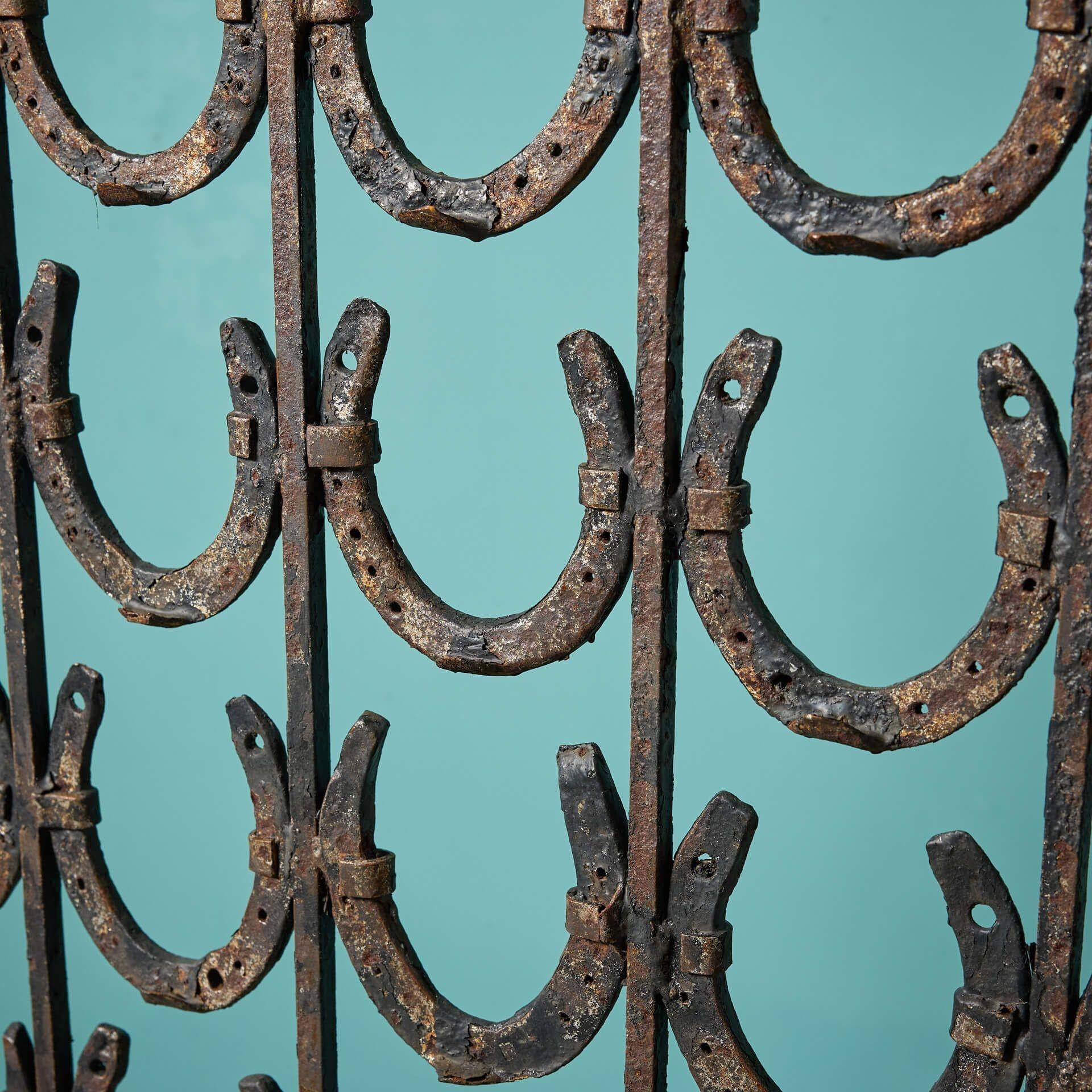 Country Reclaimed Wrought Iron Horseshoe Garden Panel For Sale