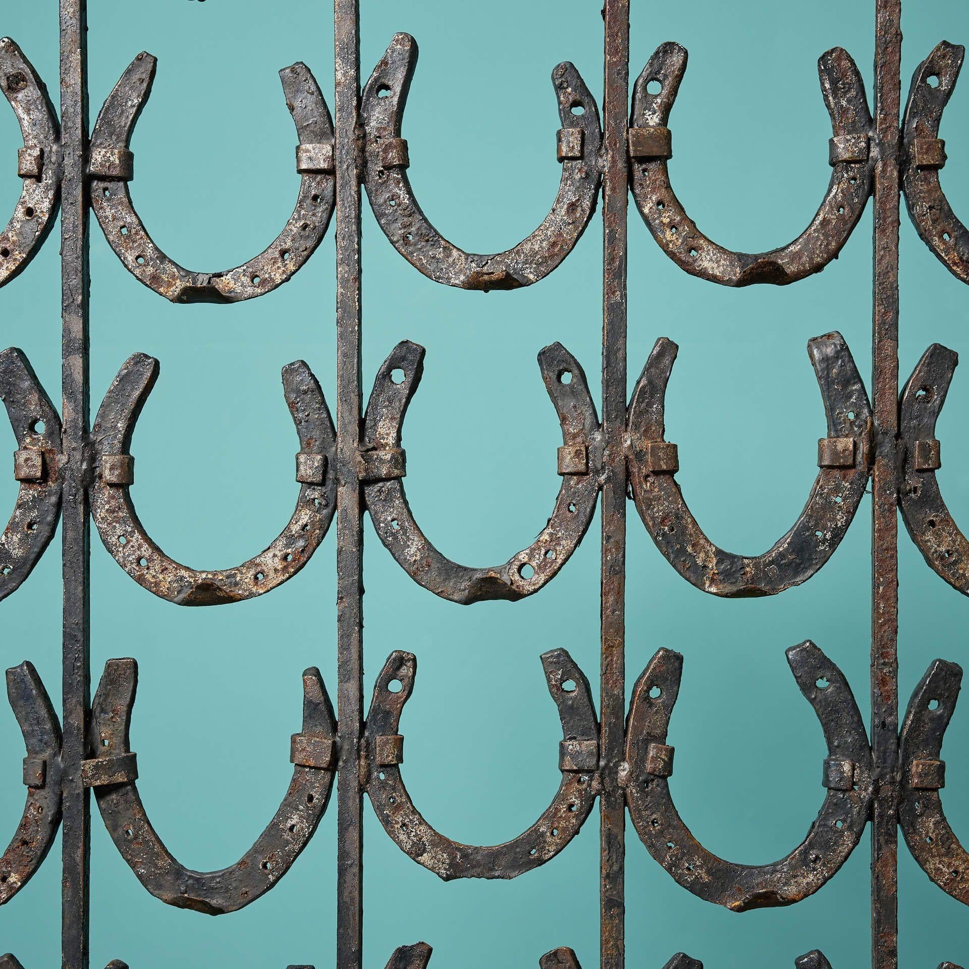 English Reclaimed Wrought Iron Horseshoe Garden Panel For Sale