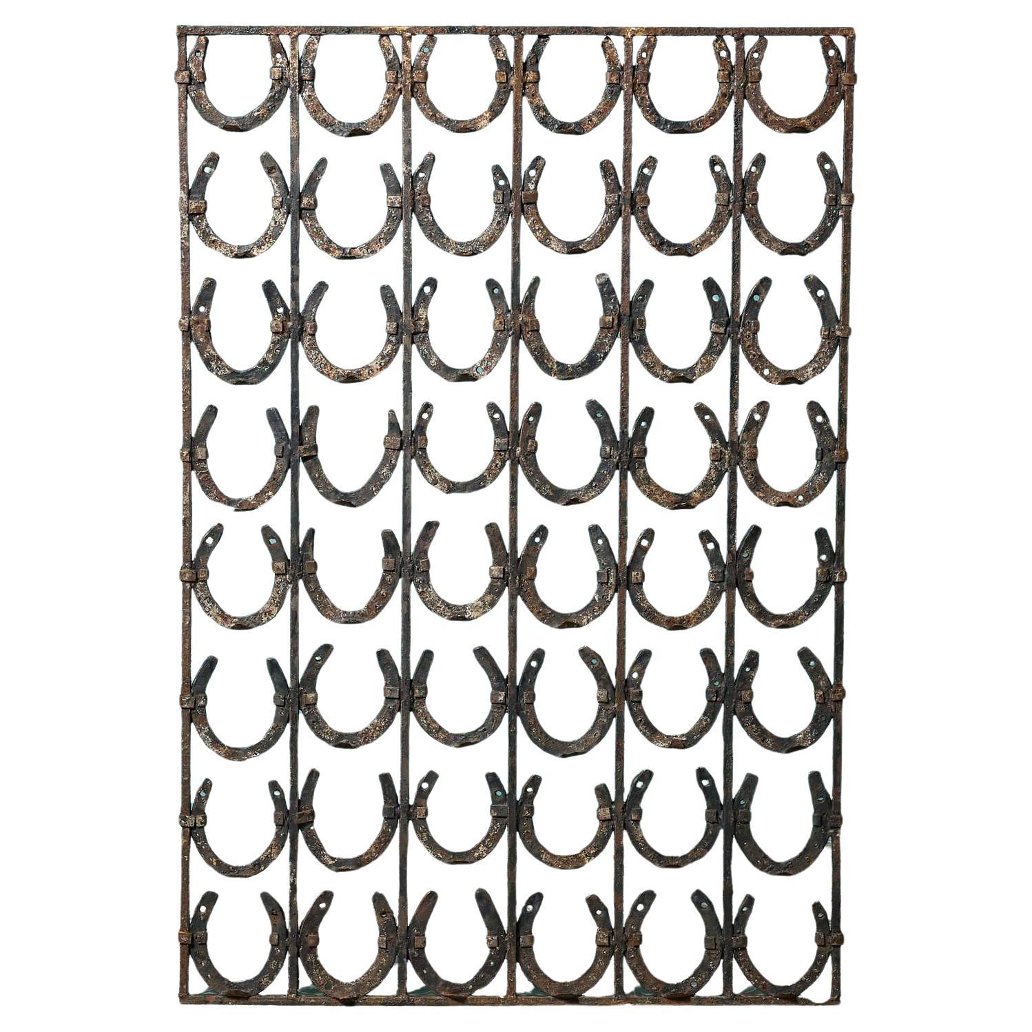 Reclaimed Wrought Iron Horseshoe Garden Panel For Sale