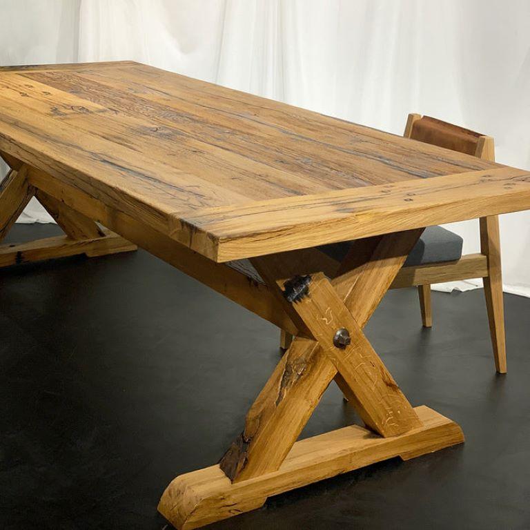 Country Reclaimed X-Leg Dining Table For Sale