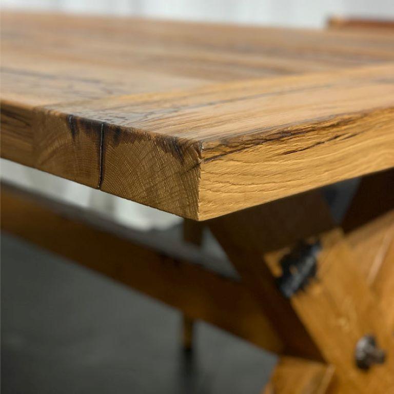 Hand-Crafted Reclaimed X-Leg Dining Table For Sale