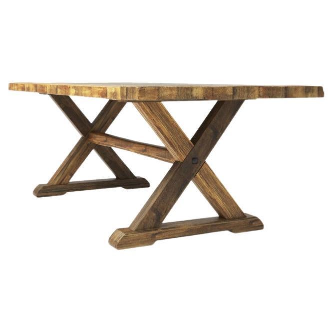 Reclaimed X-Leg Dining Table For Sale