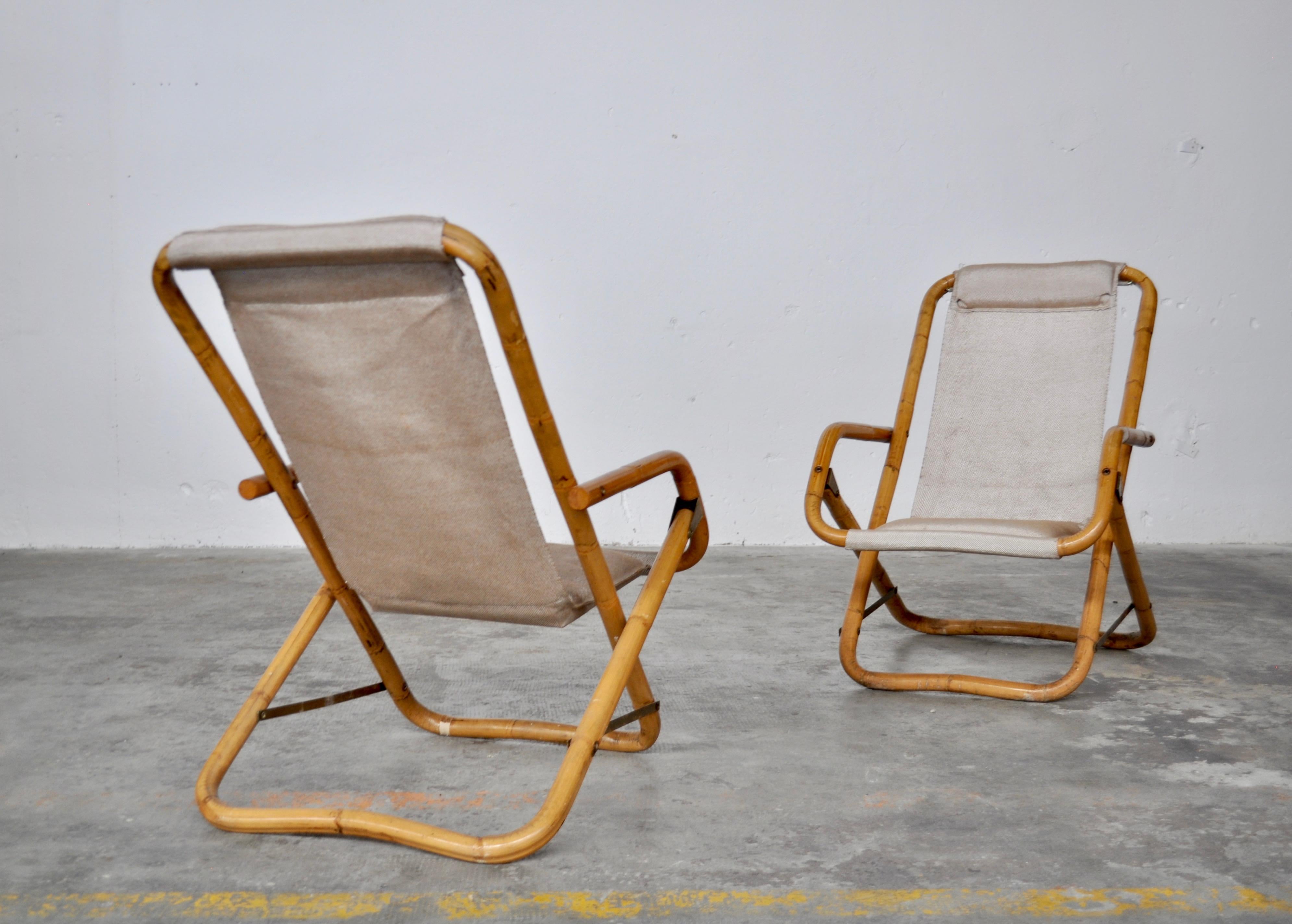 Reclinable and Oscilanting Faux Bamboo Seats, Italy, 1960s In Good Condition For Sale In Manzano, Friuli Venezia Giulia