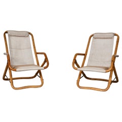 Used Reclinable and Oscilanting Faux Bamboo Seats, Italy, 1960s