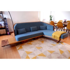 Reclined Sofa in solid Chestnut and Walnut woods