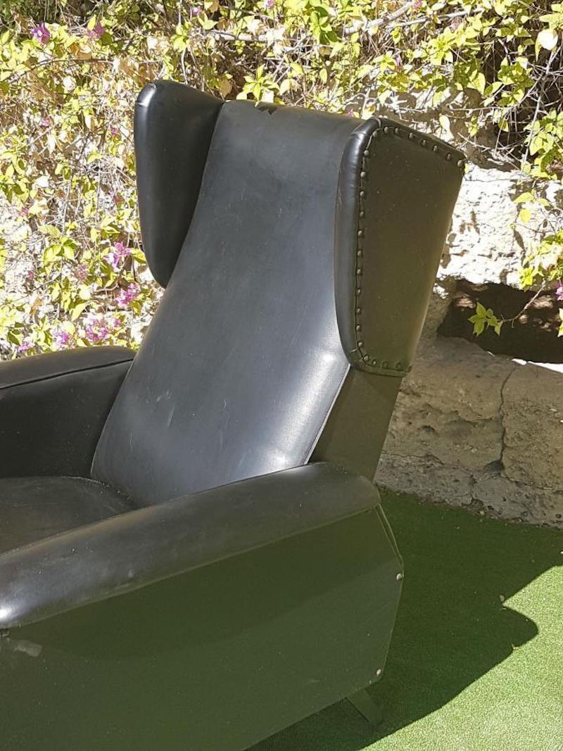 Recliner Armchair in Eco-Leather, 1970s In Good Condition For Sale In taranto, IT