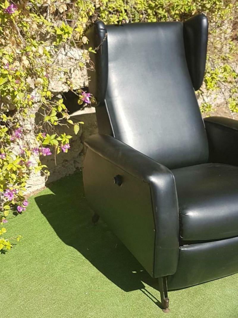 Late 20th Century Recliner Armchair in Eco-Leather, 1970s For Sale