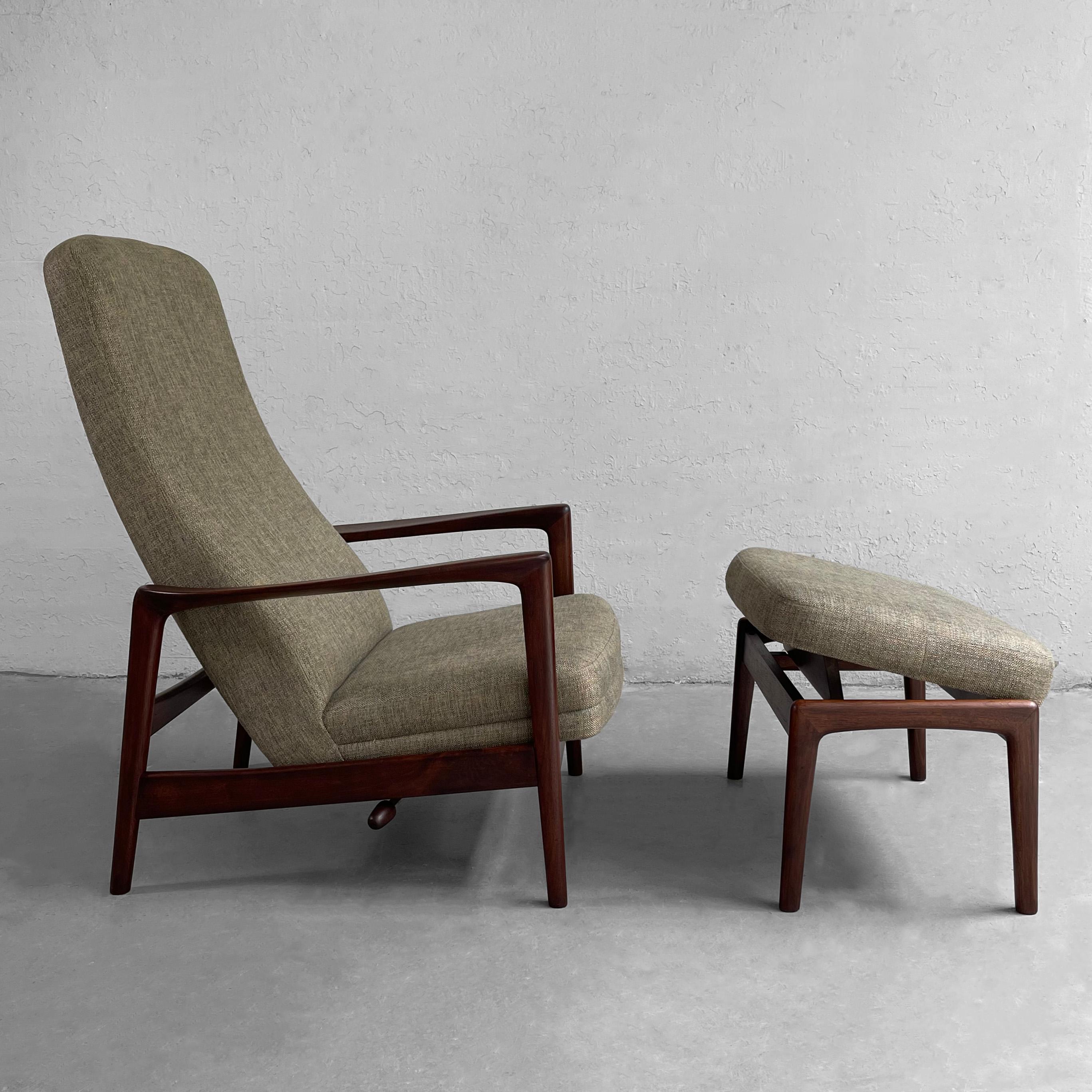 Swedish Recliner Lounge Chair with Ottoman by Folke Ohlsson for DUX