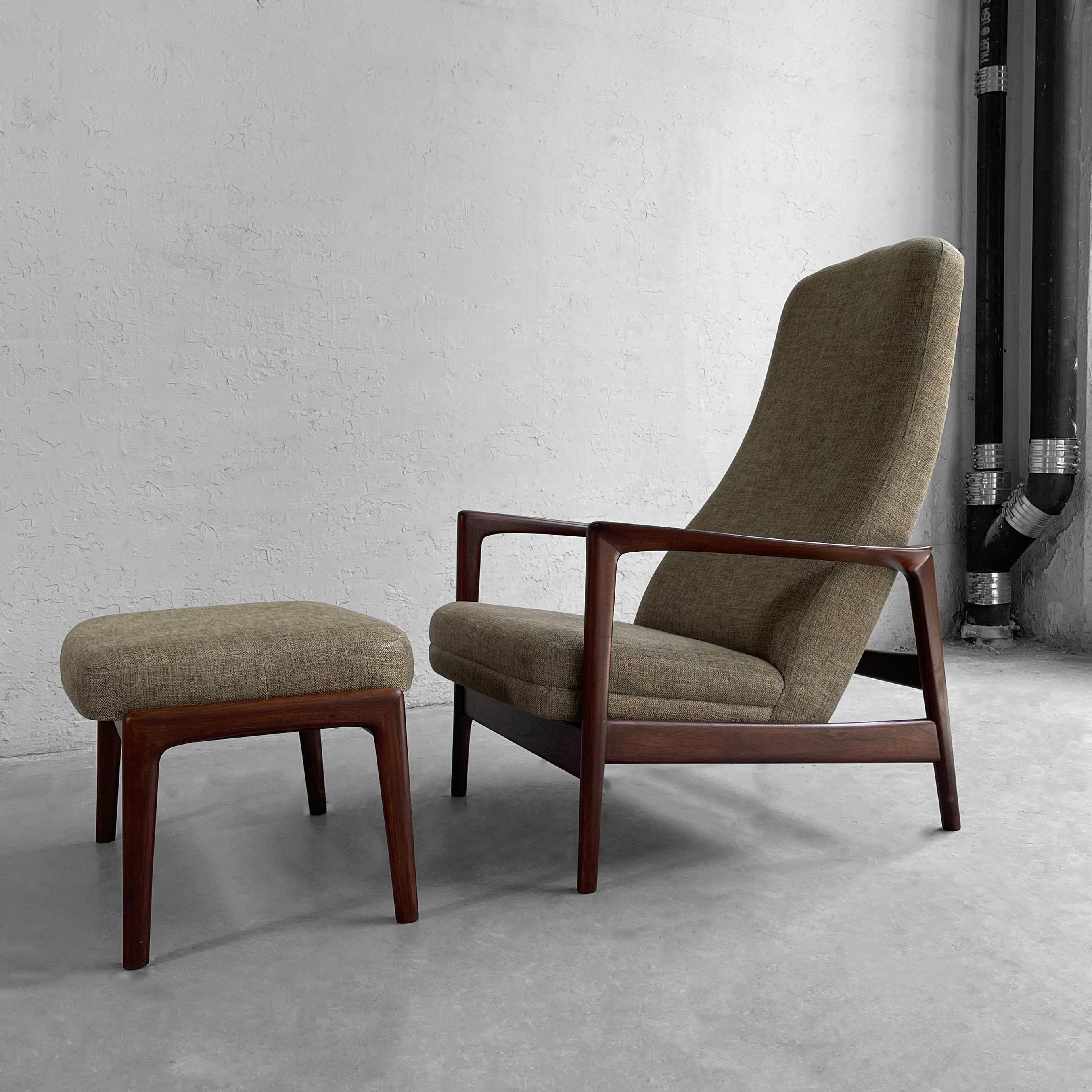 Fabric Recliner Lounge Chair with Ottoman by Folke Ohlsson for DUX