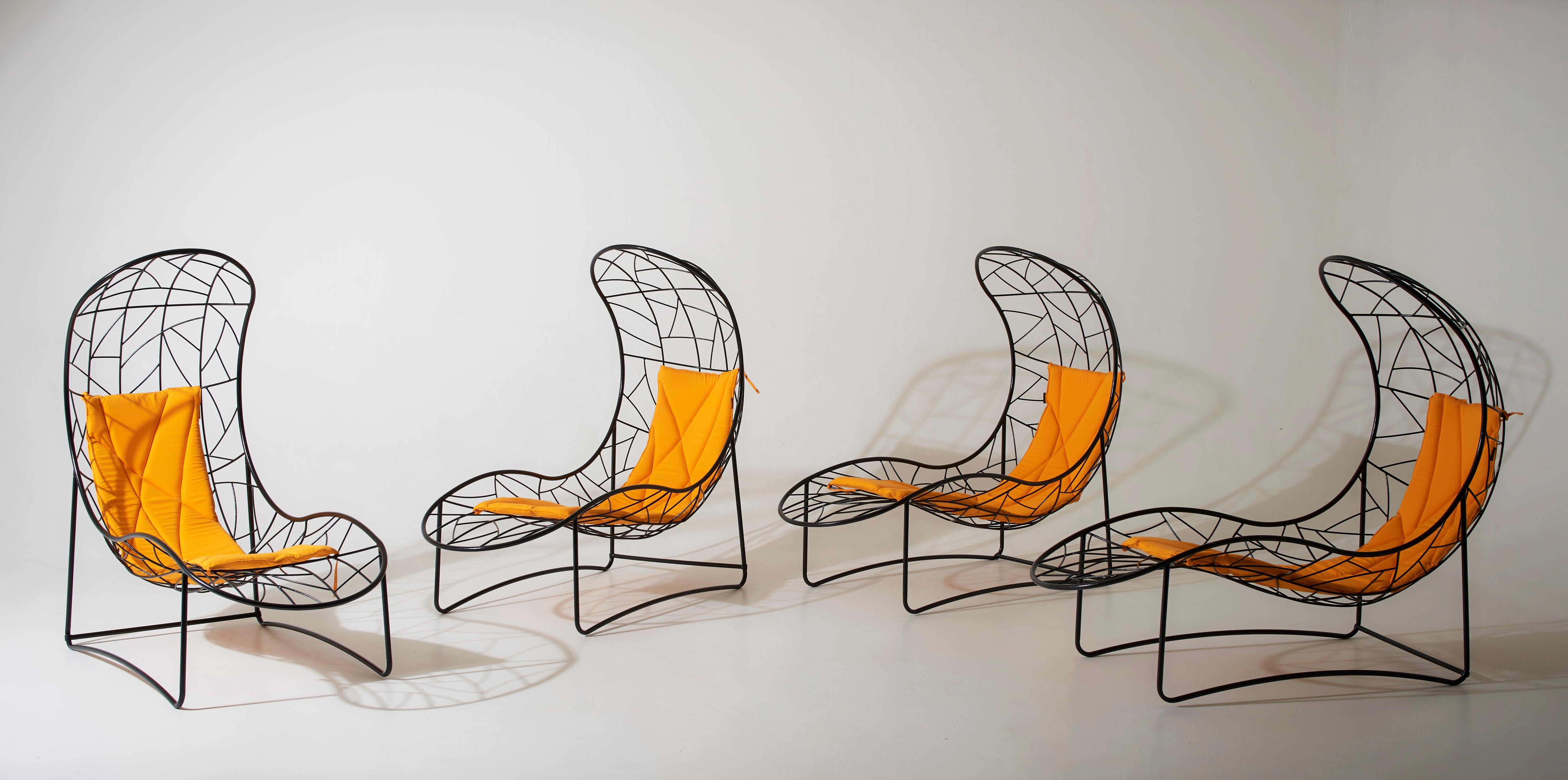 Recliner 'Single' Hanging Swing Chair Steel Modern 21st Century In/Outdoor Black For Sale 2