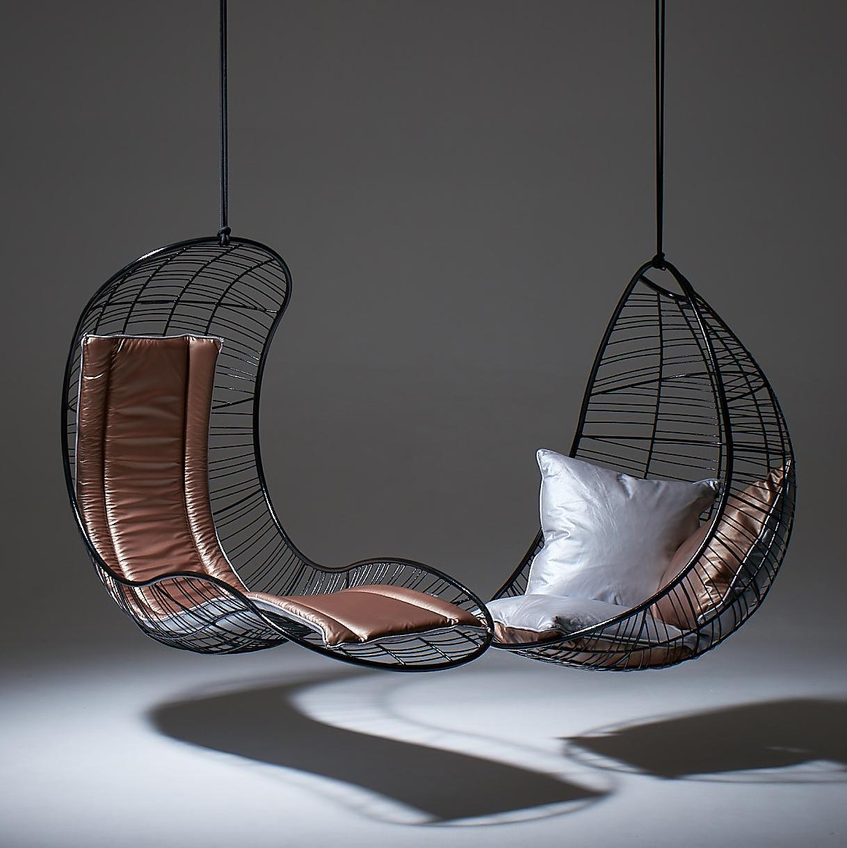 Recliner 'Single' Hanging Swing Chair Steel Modern 21st Century In/Outdoor Black For Sale 5