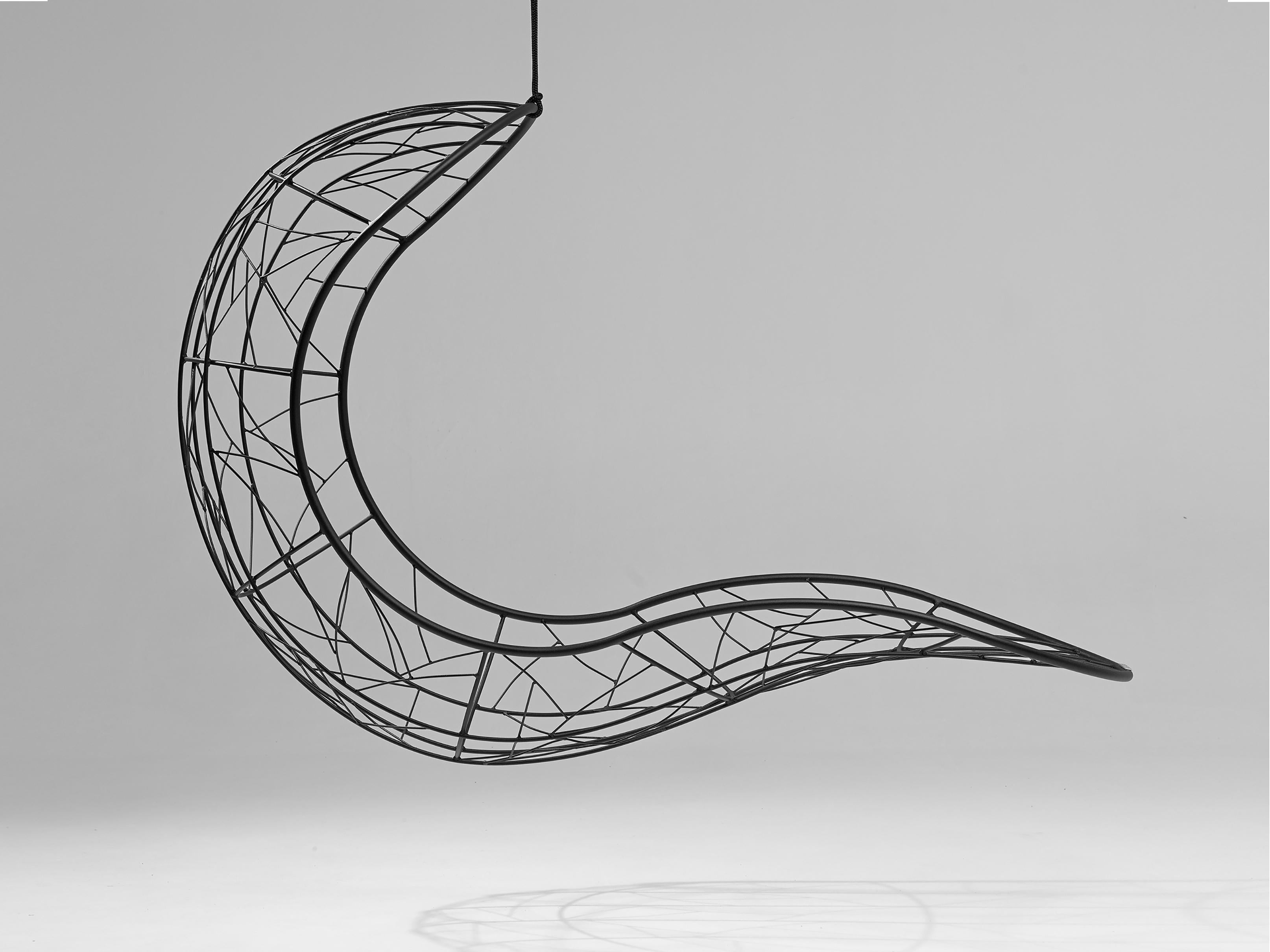South African Recliner 'Single' Hanging Swing Chair Steel Modern 21st Century in/Outdoor Black For Sale