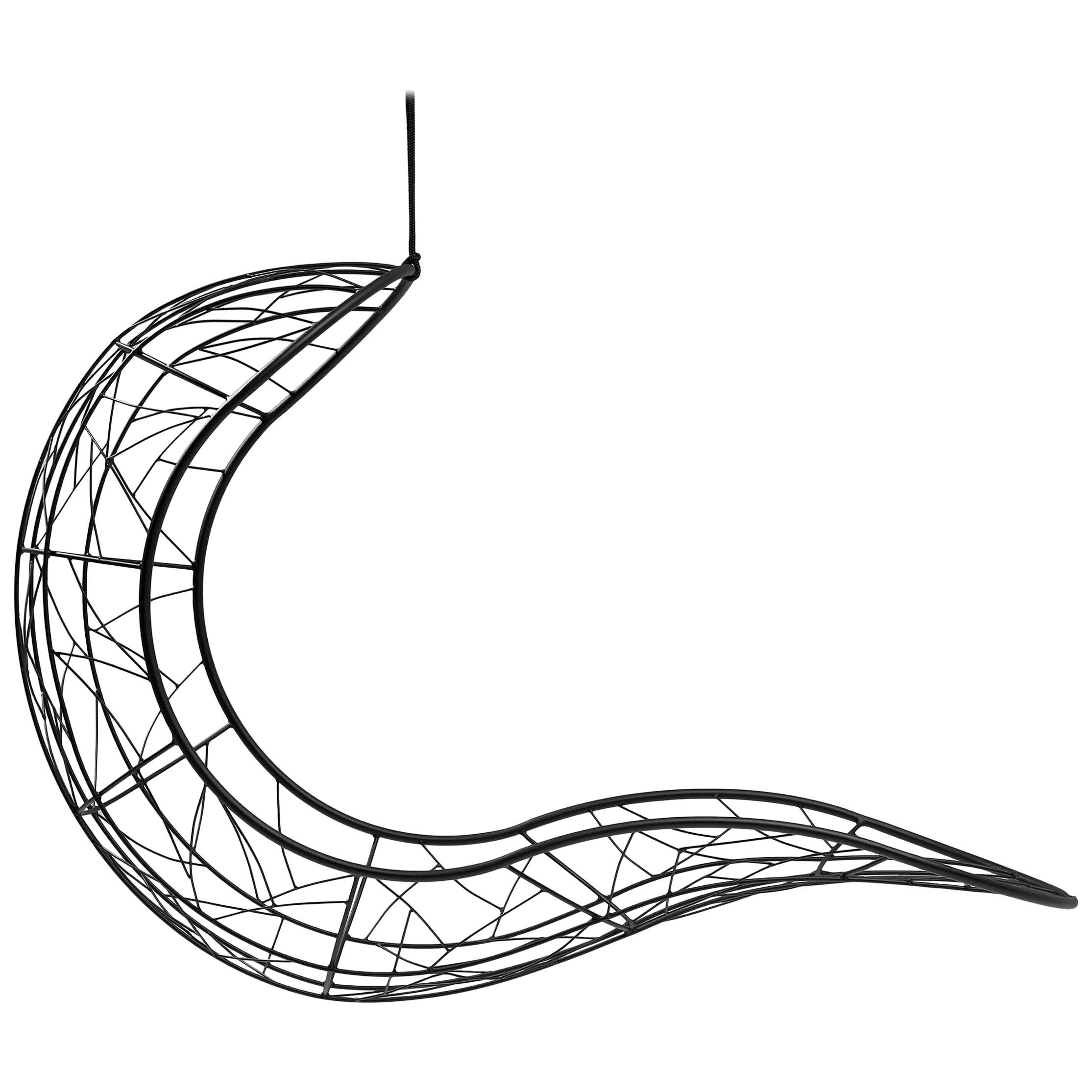 Hänge-Schwingstuhl „ Single“ aus Stahl, modern, 21. Jahrhundert, schwarz