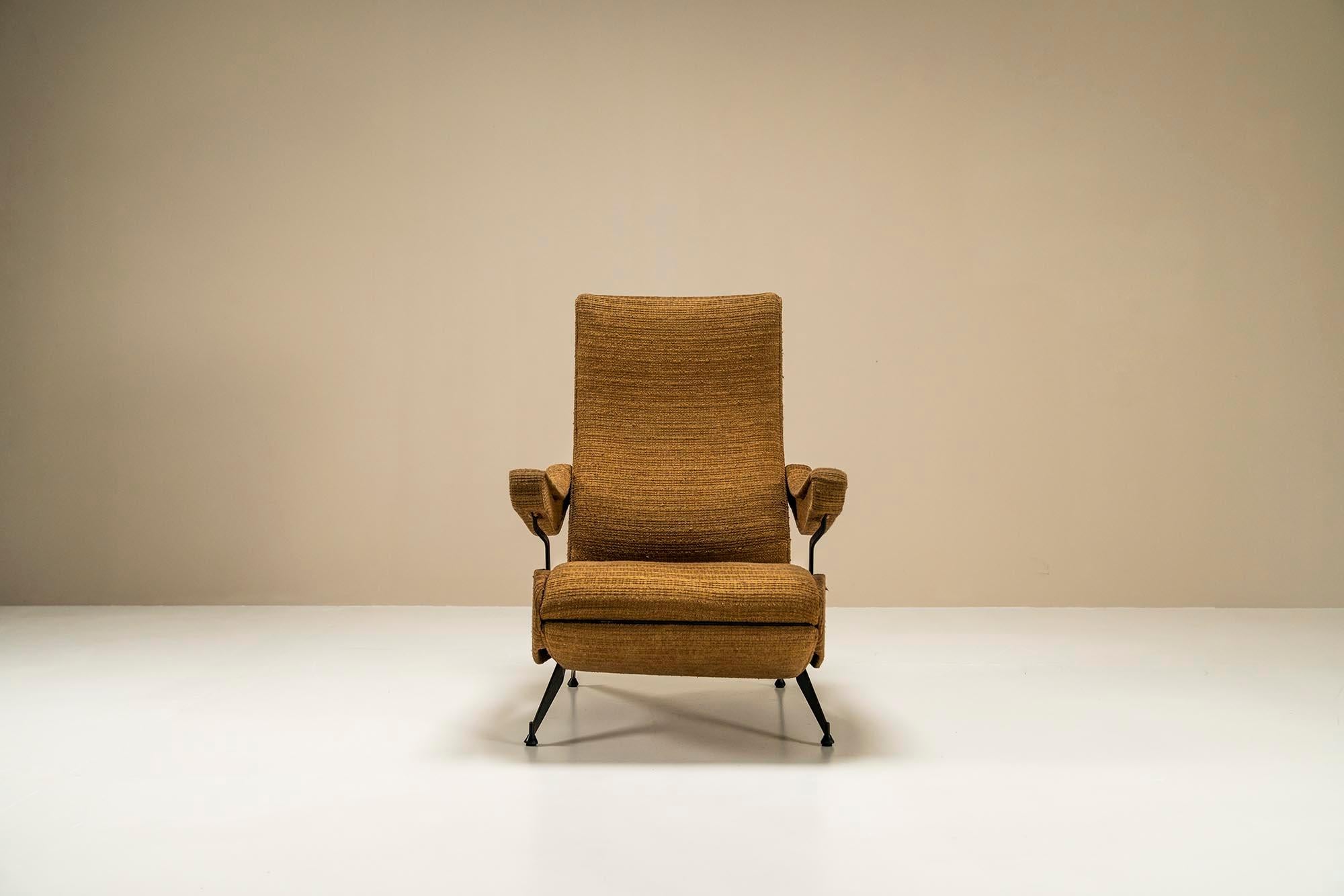Italian Reclining Armchair in Steel and Fabric by Nello Pini for Novarredo, Italy, 1959 For Sale