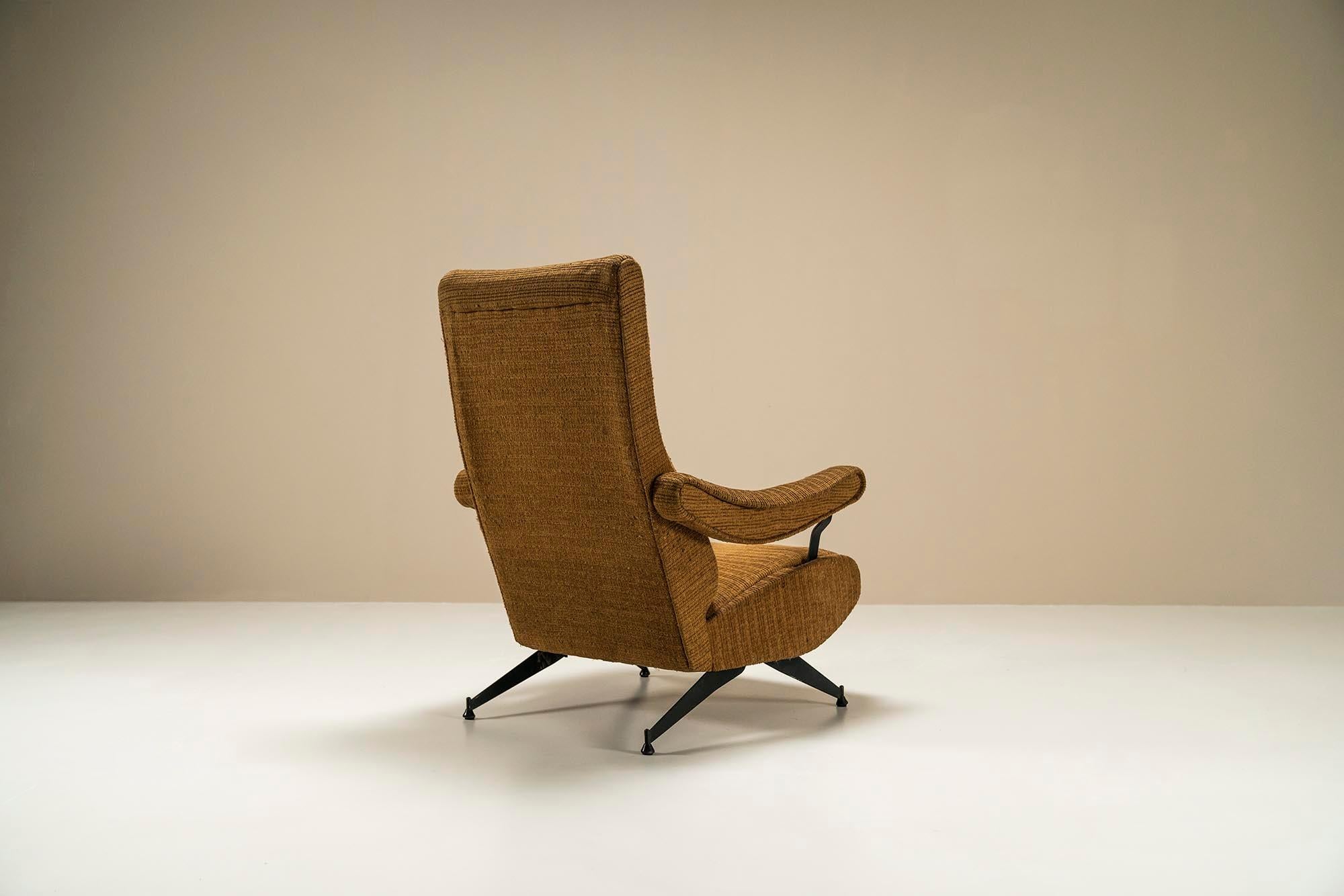 Mid-20th Century Reclining Armchair in Steel and Fabric by Nello Pini for Novarredo, Italy, 1959 For Sale