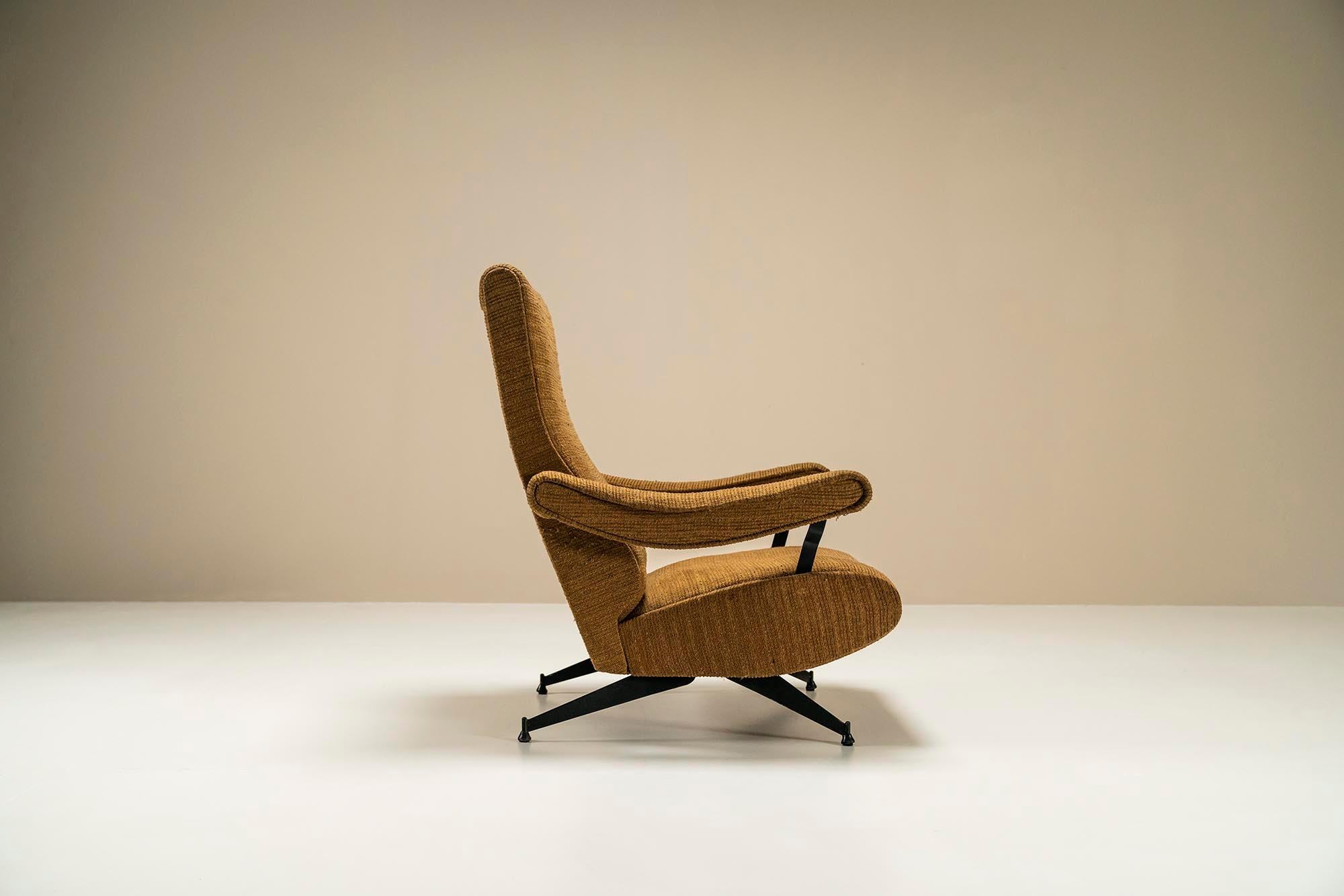 Reclining Armchair in Steel and Fabric by Nello Pini for Novarredo, Italy, 1959 For Sale 1