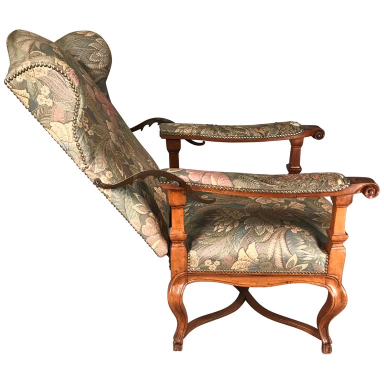 Reclining Baroque Wingback Chair, Germany 18th Century, Walnut at 1stDibs