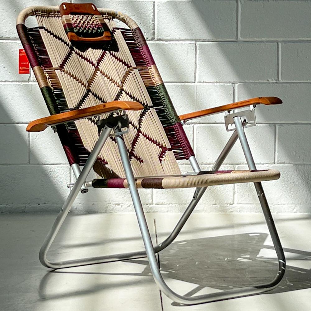 - Trama 2 - main color: sand - secondary colors: walnut, burgundy, champagne, musk green.
- structure color: natural aluminum.

beach chair, country chair, garden chair, lawn chair, camping chair, folding chair, stylish chair, funky chair,