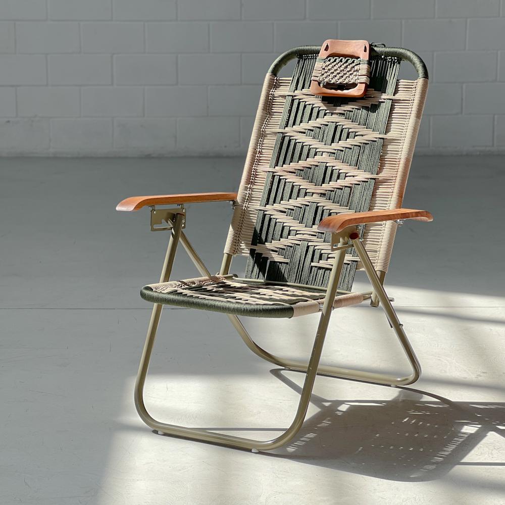 Beaded Reclining beach arm chair Japú - Trama 3 - Outdoor area - Dengô Brasil For Sale