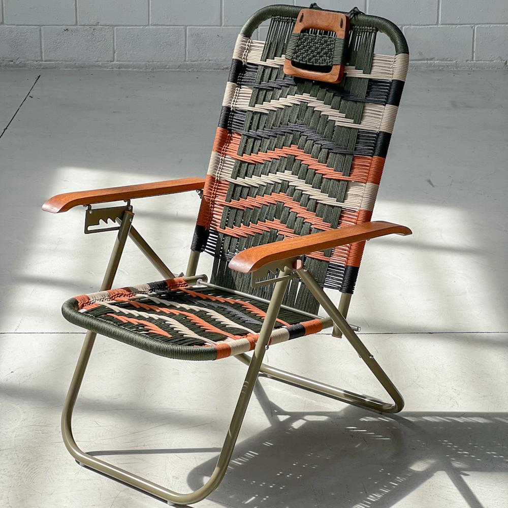 - Trama Classic 6 - main color: musk green - secondary color: sand, ocher, black.
- structure color: outono.

beach chair, country chair, garden chair, lawn chair, camping chair, folding chair, stylish chair, funky chair, armchair

DENGÔ -
A