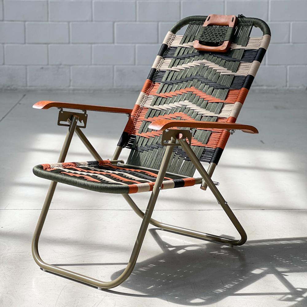 Reclining beach arm chair Japú - Trama 6 - Outdoor area - Dengô Brasil In New Condition For Sale In Caçapava, SP