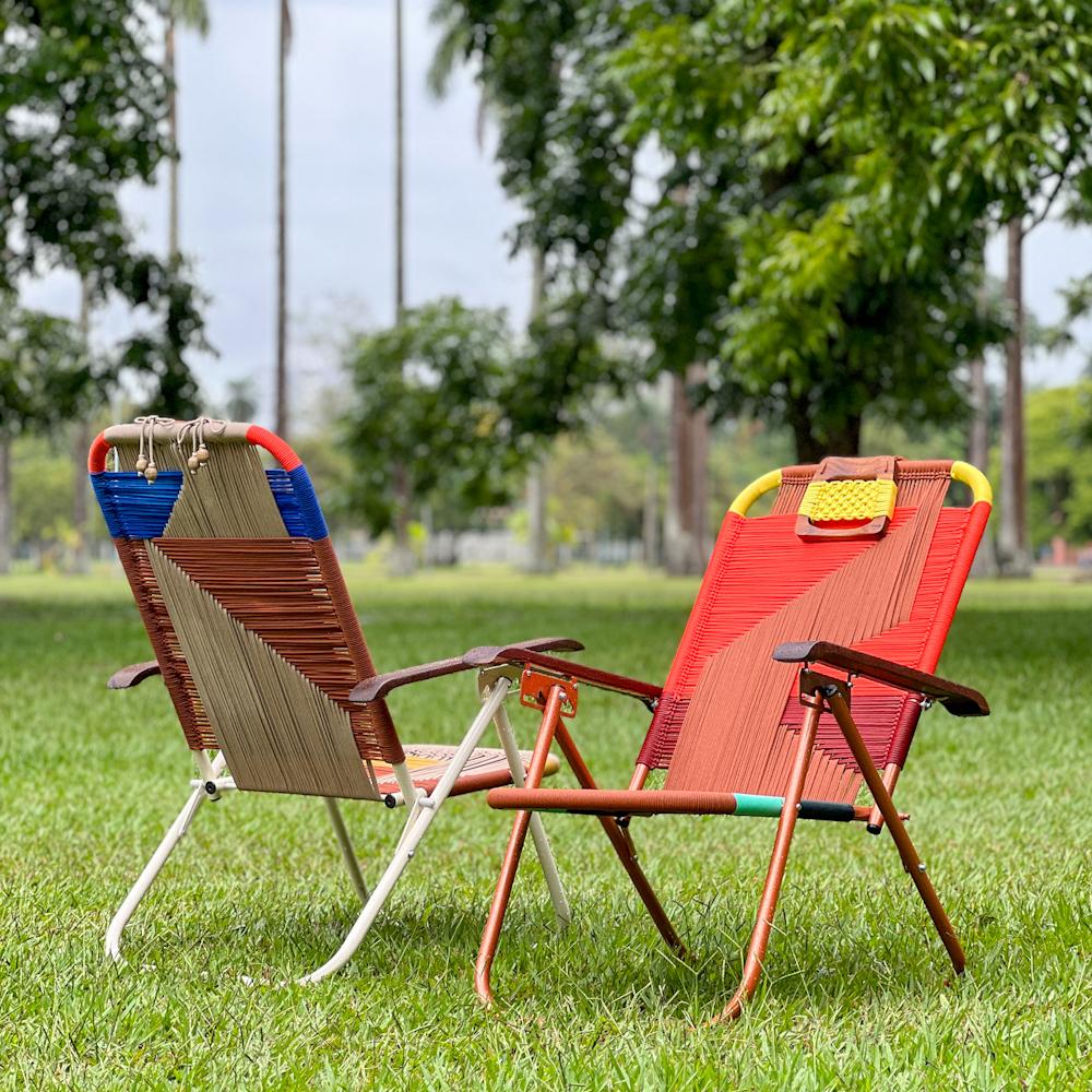 Reclining beach arm chair Japú - Trama Classic 1 - Outdoor area - Dengô Brasil For Sale 6