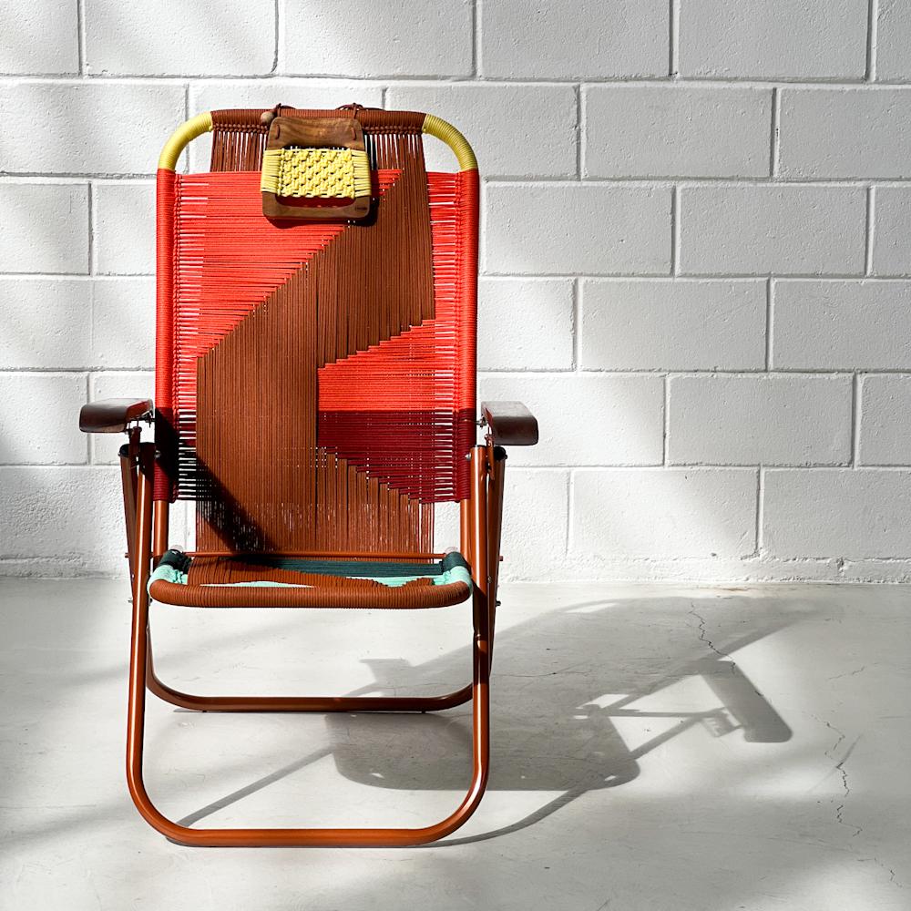 Brazilian Reclining beach arm chair Japú - Trama Classic 1 - Outdoor area - Dengô Brasil For Sale