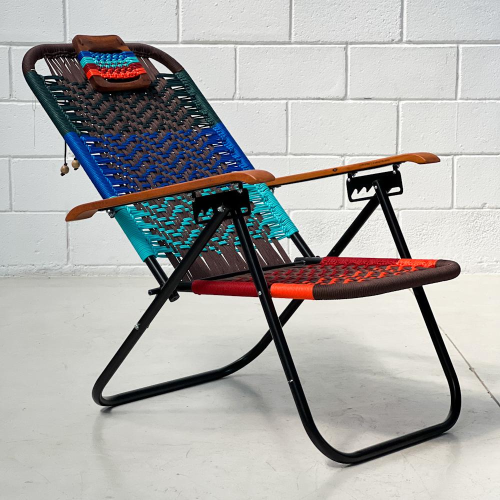 Contemporary Reclining beach arm chair Japú - Trama Orla - Outdoor area - Dengô Brasil For Sale
