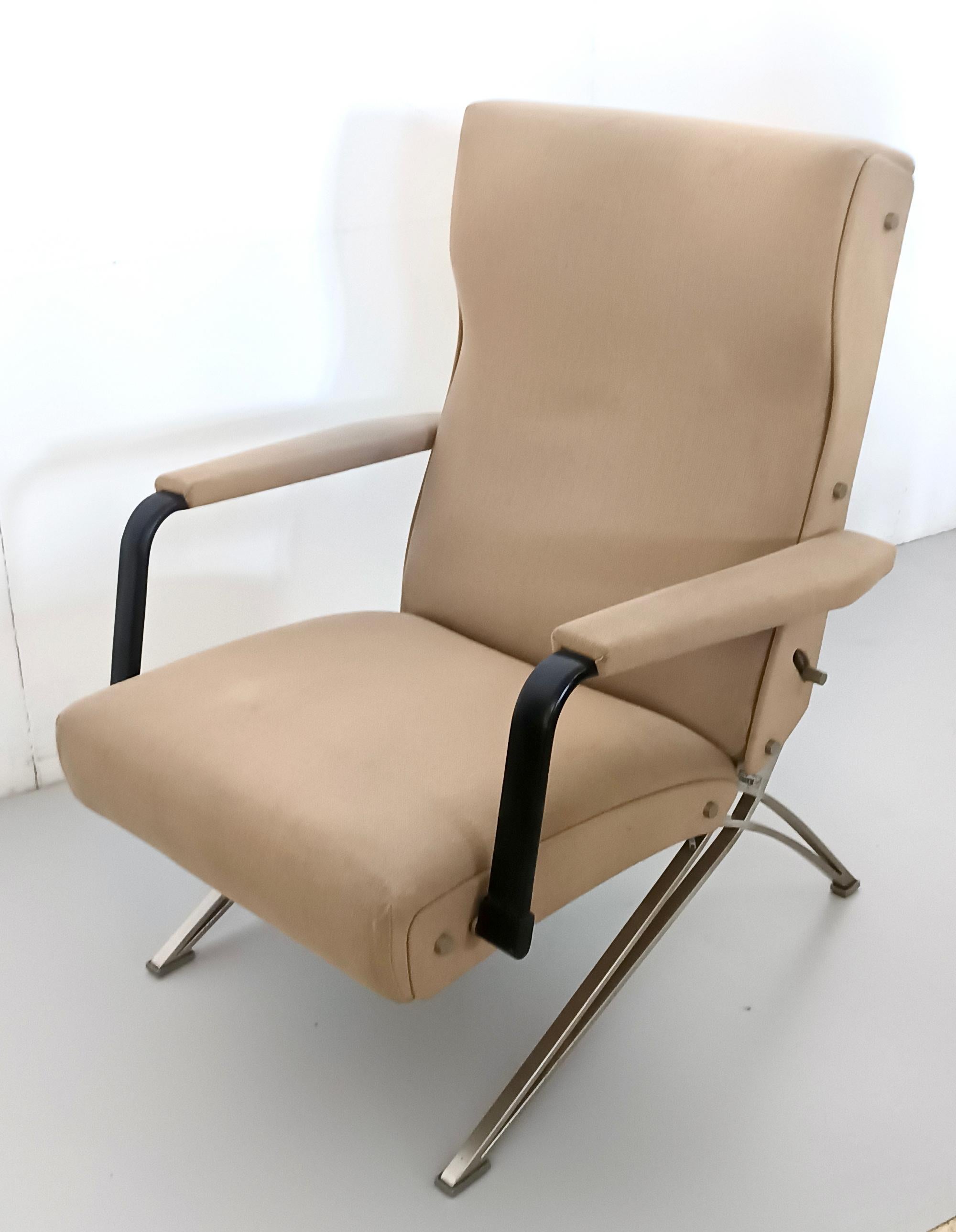 Mid-Century Modern Reclining Beige Armchair by Giulio Moscatelli for Formanova, Italy For Sale
