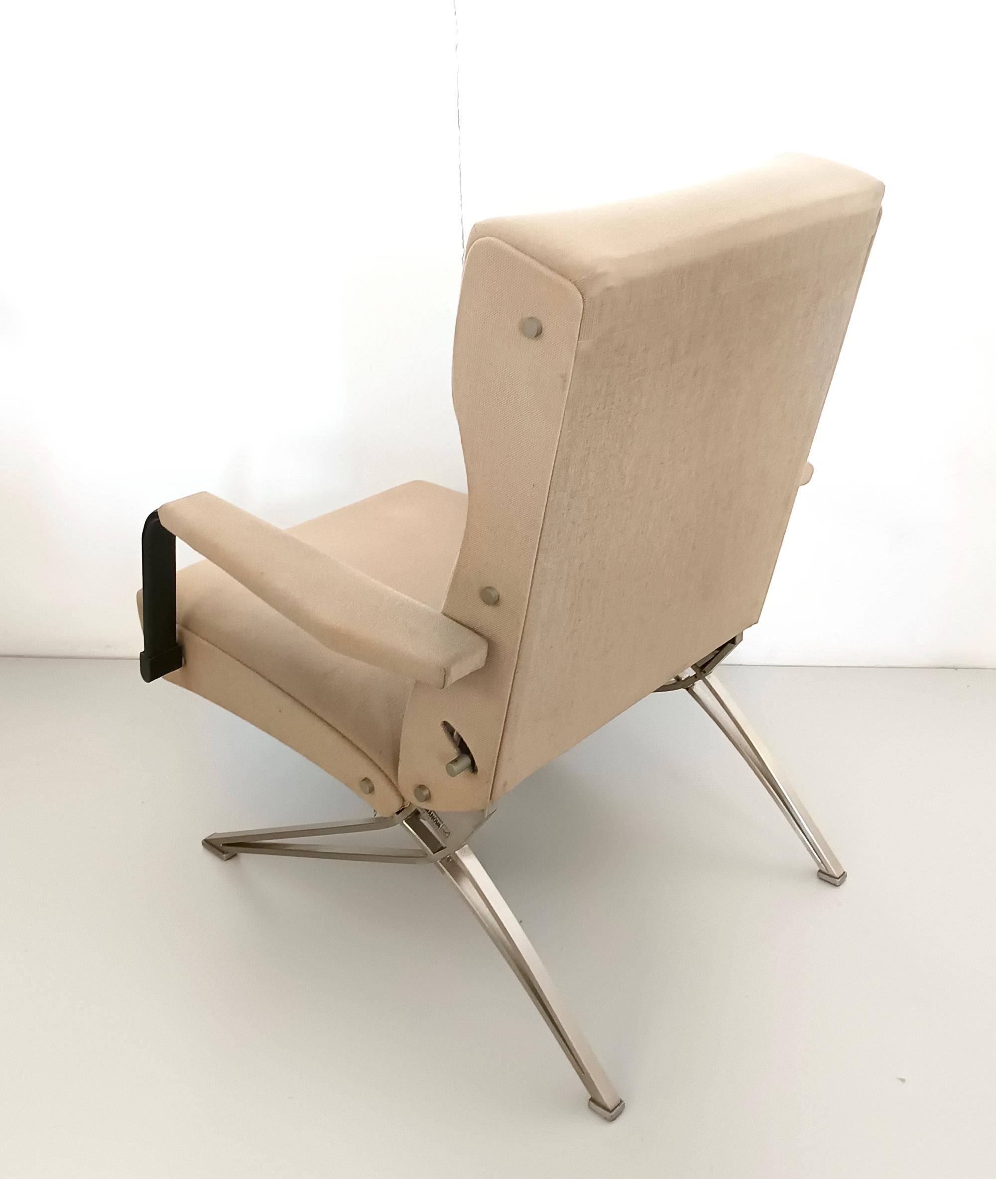 Mid-20th Century Reclining Beige Armchair by Giulio Moscatelli for Formanova, Italy For Sale
