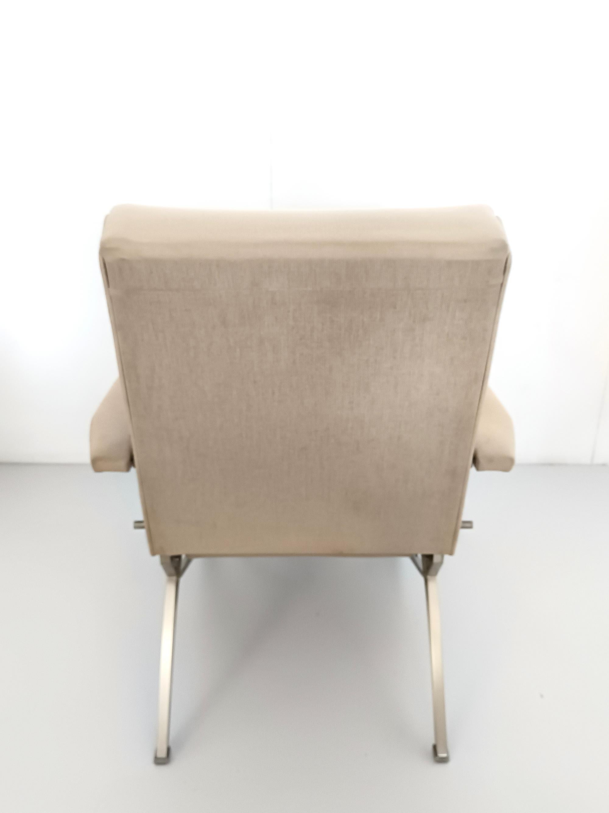 Metal Reclining Beige Armchair by Giulio Moscatelli for Formanova, Italy For Sale