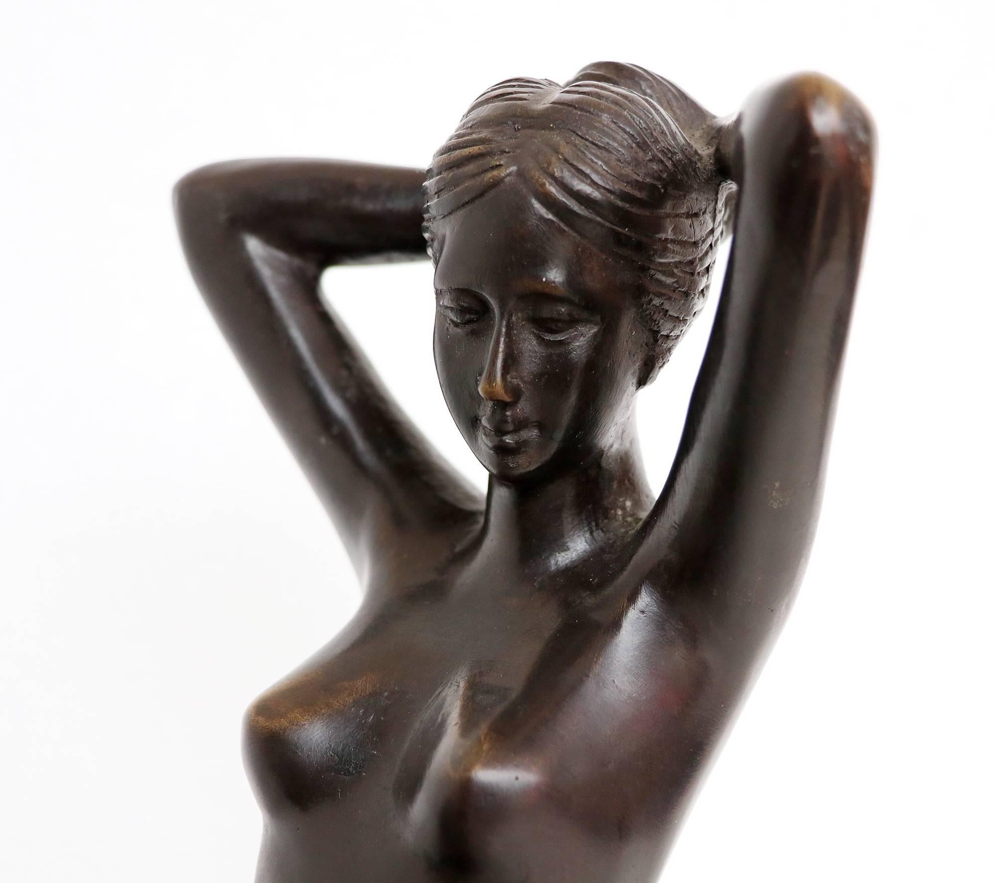 Hand-Crafted Reclining Bronze Sculpture Female Nude