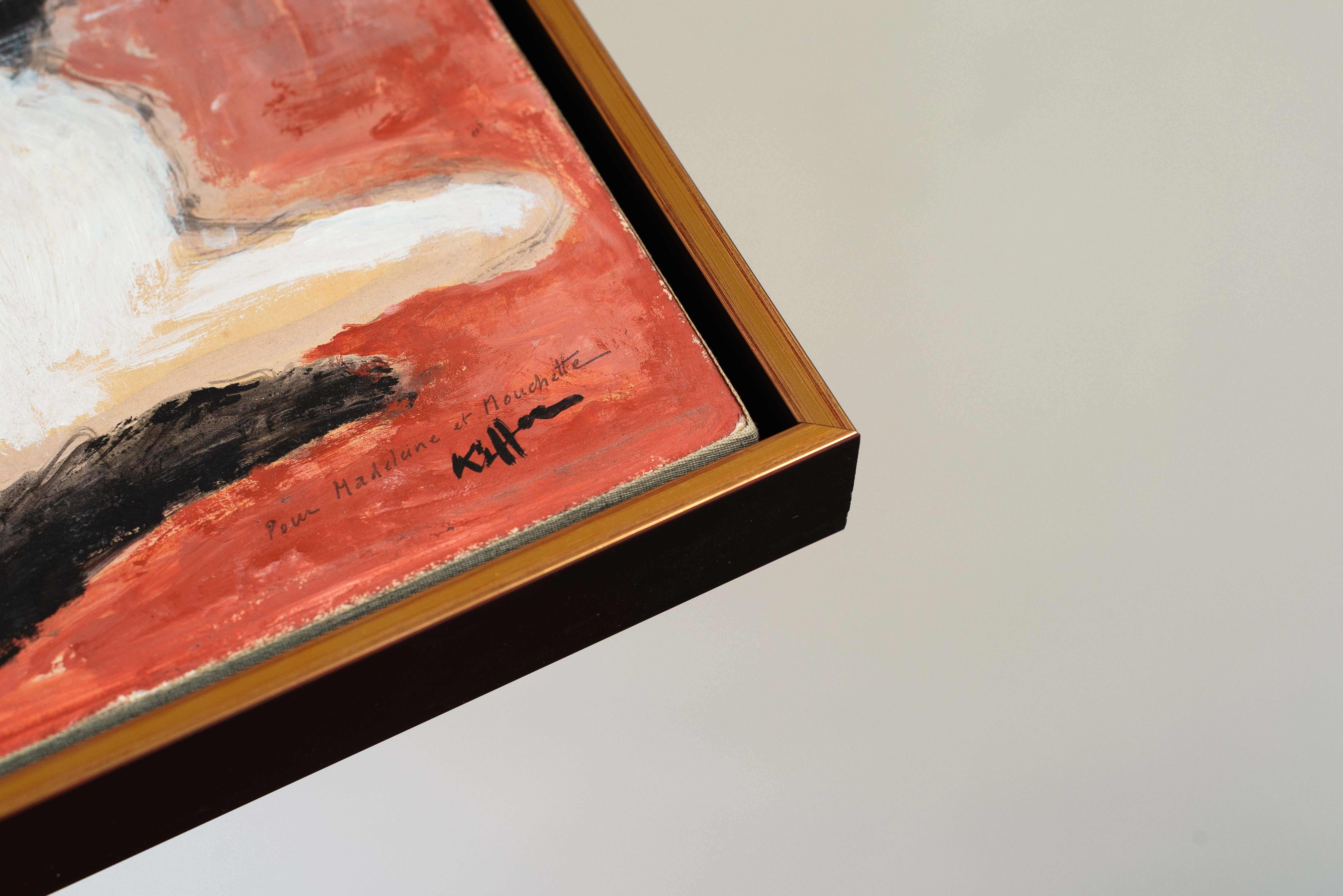 Liegende Katze Öl auf Leinwand Signiert von Charles Kiffer - Katzenporträt - 1950er Jahre im Angebot 2