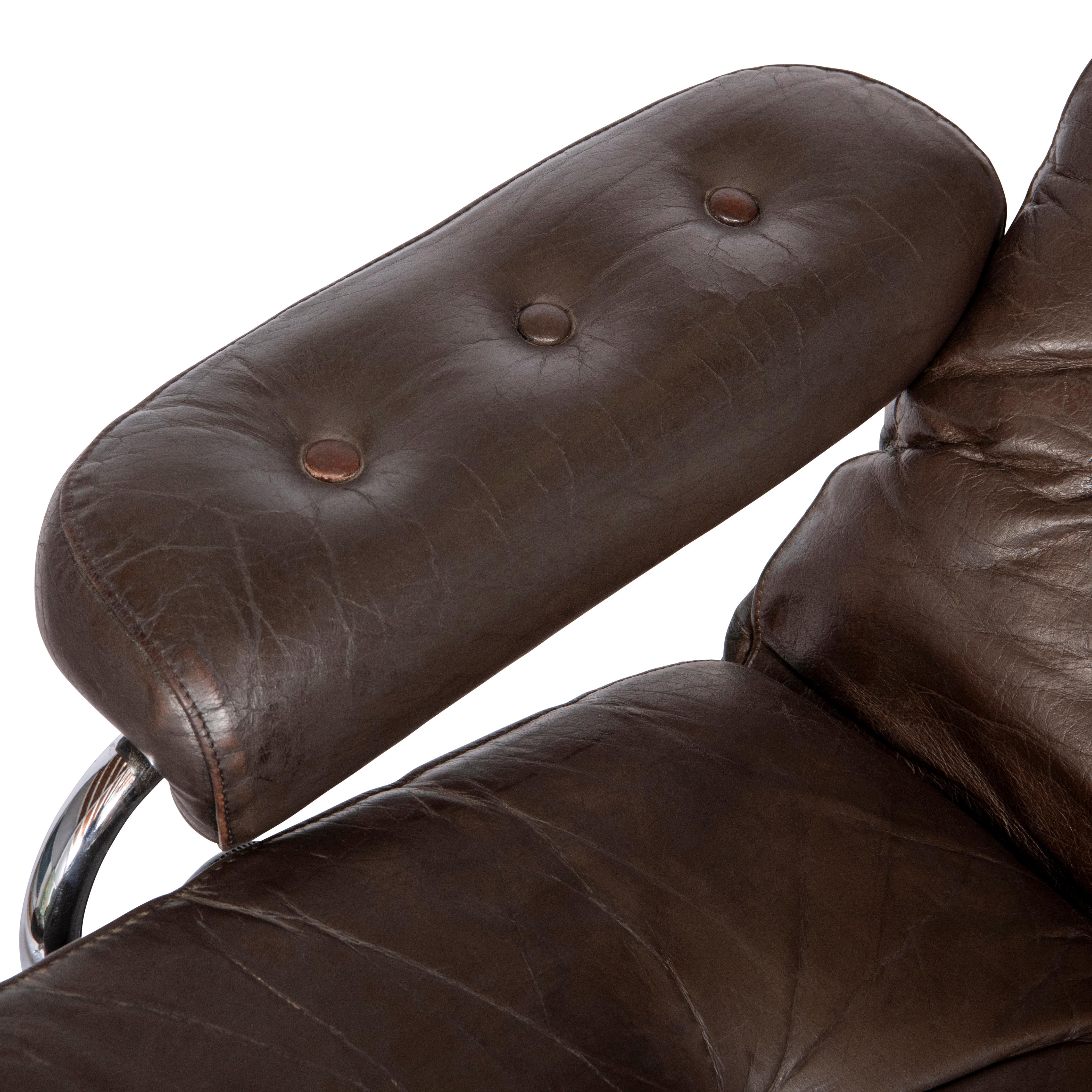 Chaise inclinable et tabouret de pied, Norvège vers 1970 en vente 4