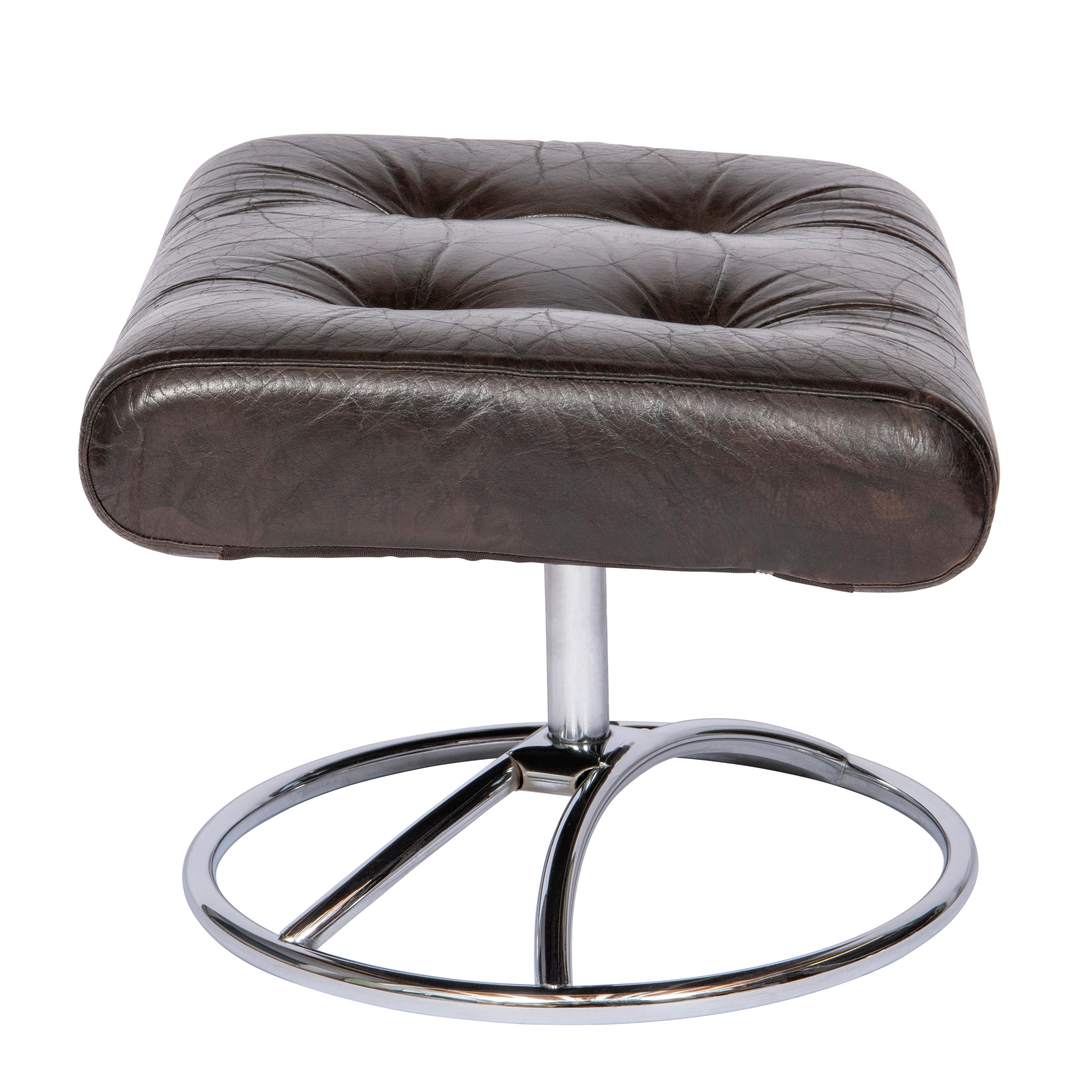 Chaise inclinable et tabouret de pied, Norvège vers 1970 en vente 2