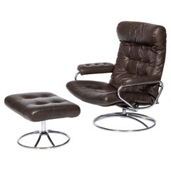 Used Reclining Chair and Foot Stool, Norway circa 1970