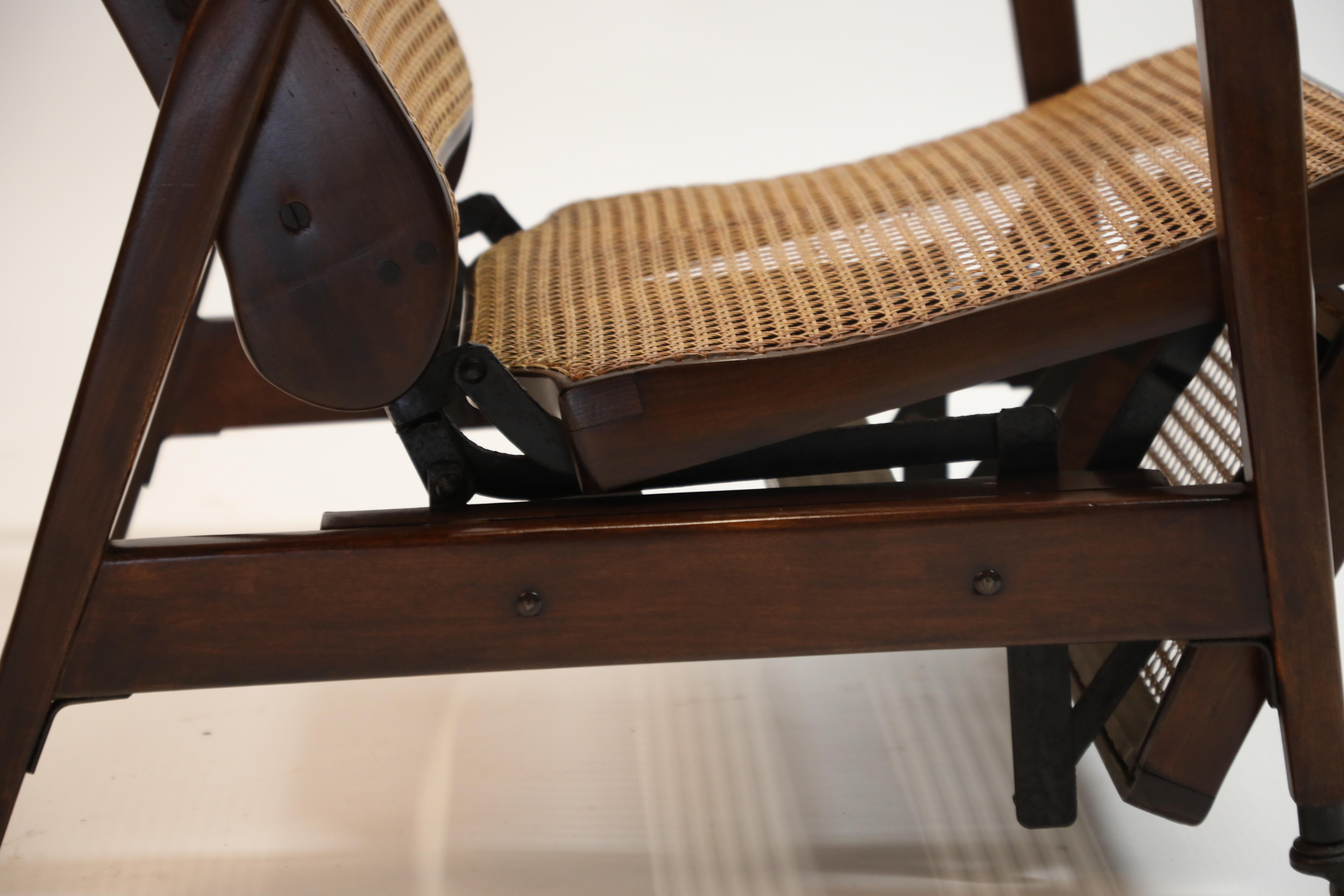 Reclining Chair in Brazilian Jacaranda Rosewood and Cane, Brazil, circa 1940 6