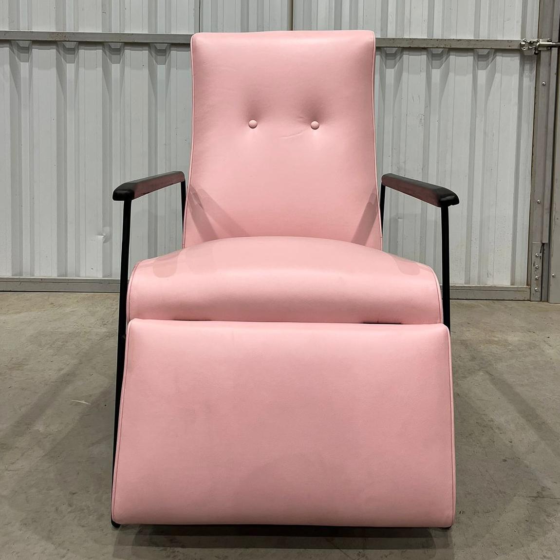 Reclining Chair in Metal, Hardwood & Leather, Ernesto Hauner, 1960, Brazil For Sale 3