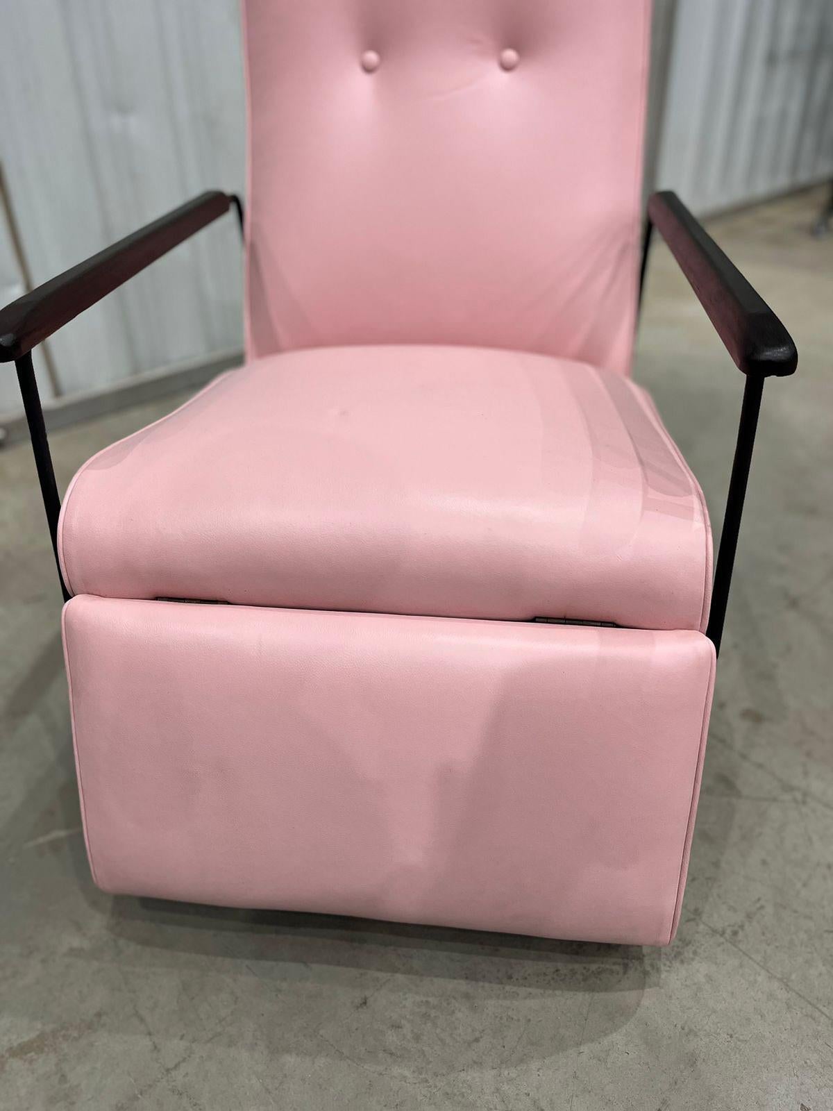 Reclining Chair in Metal, Hardwood & Leather, Ernesto Hauner, 1960, Brazil For Sale 6