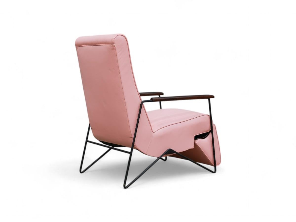 20th Century Reclining Chair in Metal, Hardwood & Leather, Ernesto Hauner, 1960, Brazil For Sale