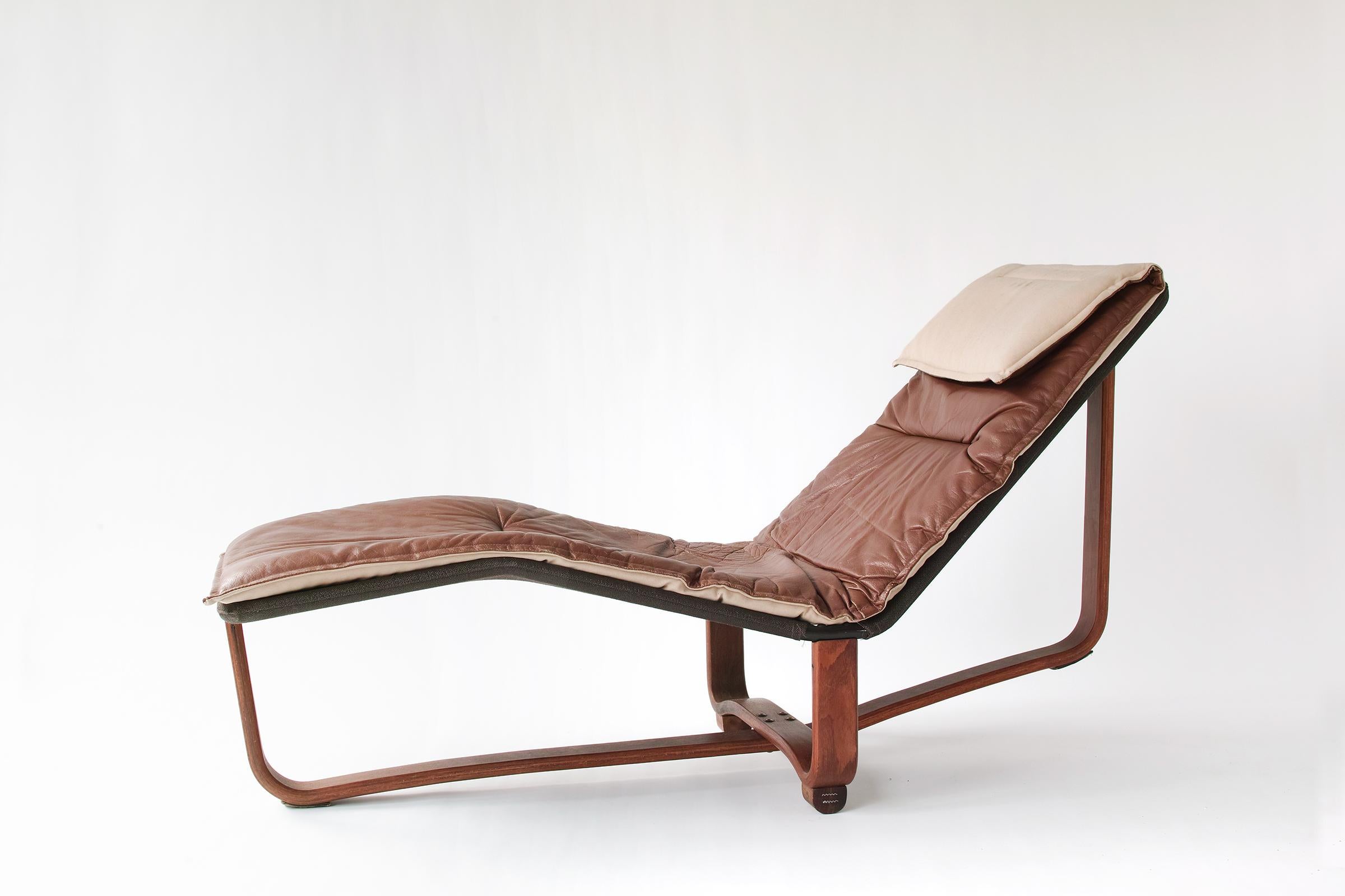 Leather Reclining Chaise by Ingmar Relling and Knut Relling
