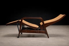 Reclining Chaise Lounge in Hardwood & Caning, Walter Gerdau, Brazil, c. 1940s
