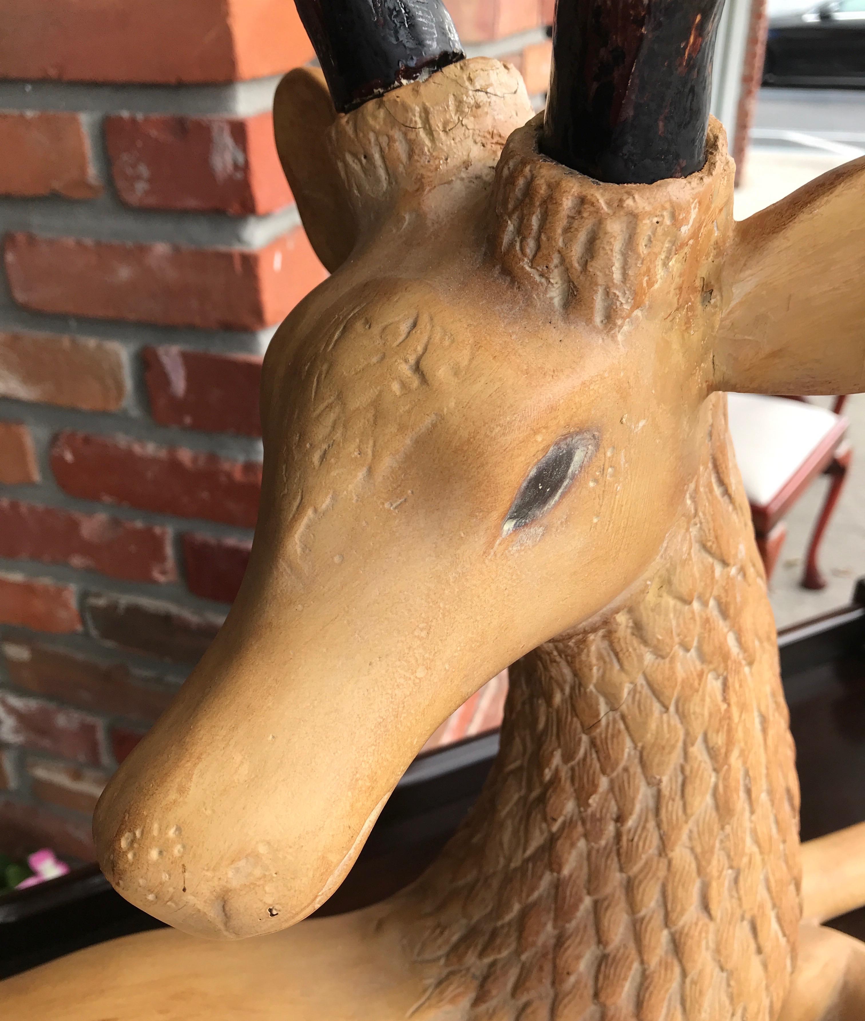 Reclining Deer with Antlers In Good Condition For Sale In West Palm Beach, FL